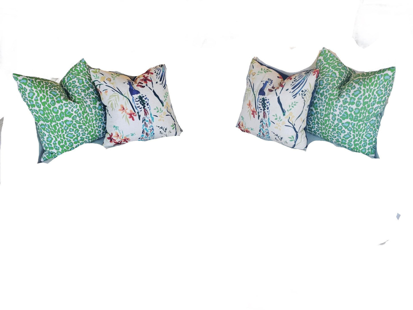 Bright green Blue Leapard print pillow
