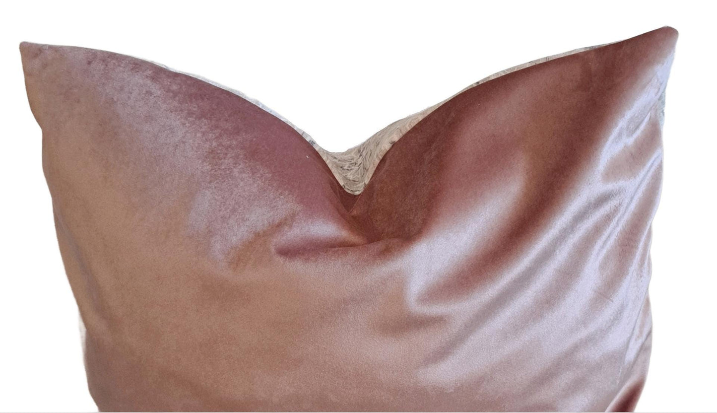 Velvet Grey and Blush Pillow Cover