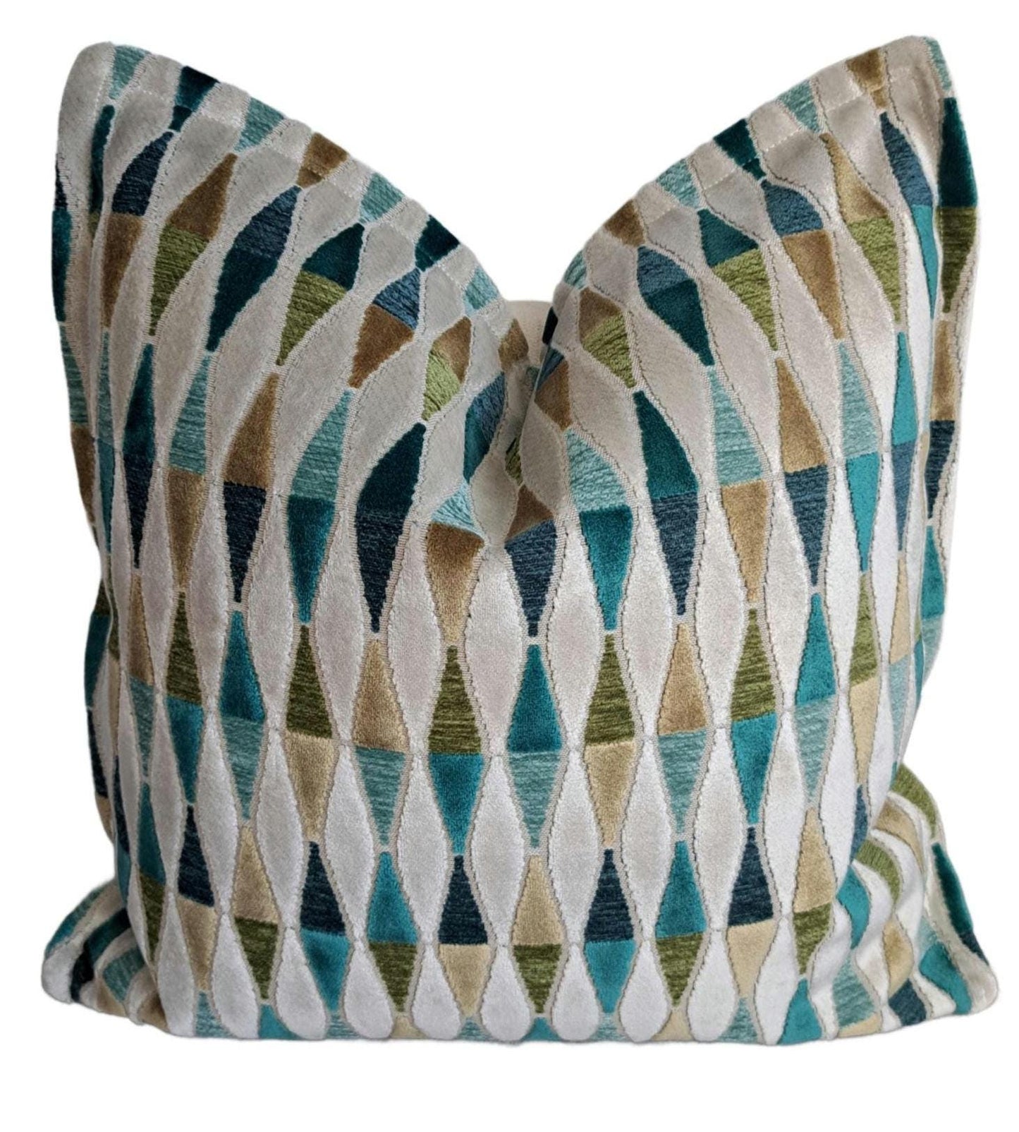 Teal Green Diamond Velvet Pillow Cover
