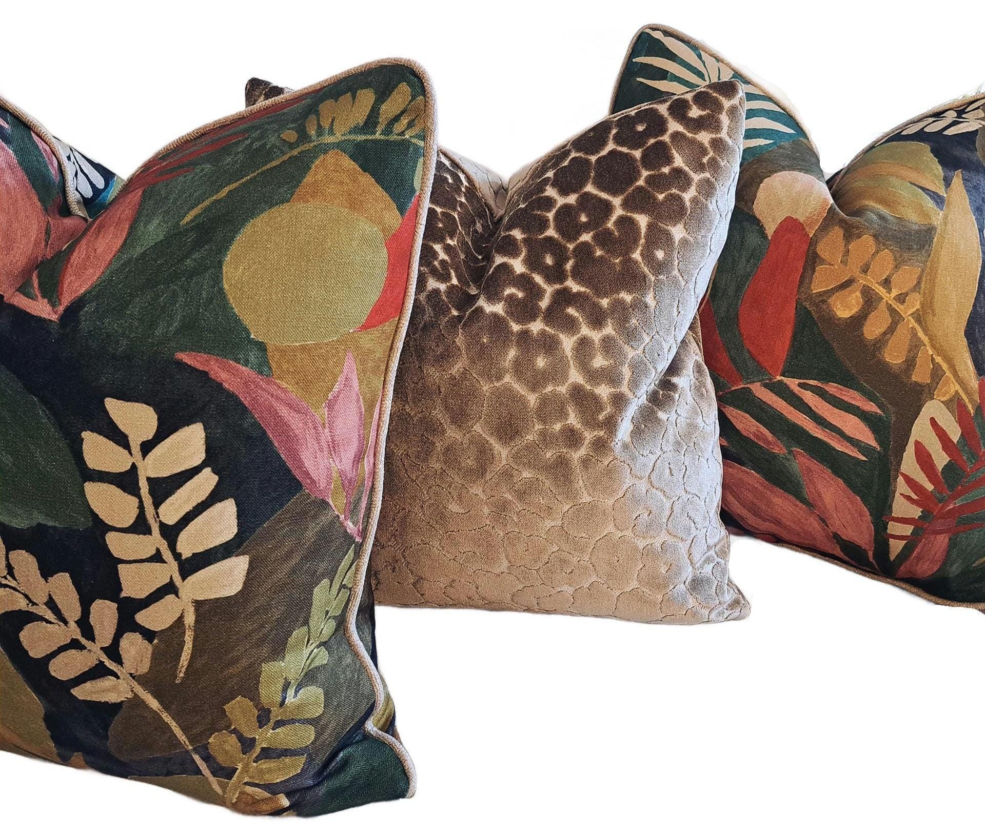 Grey Brown Leapard Print velvet Pillow Cover
