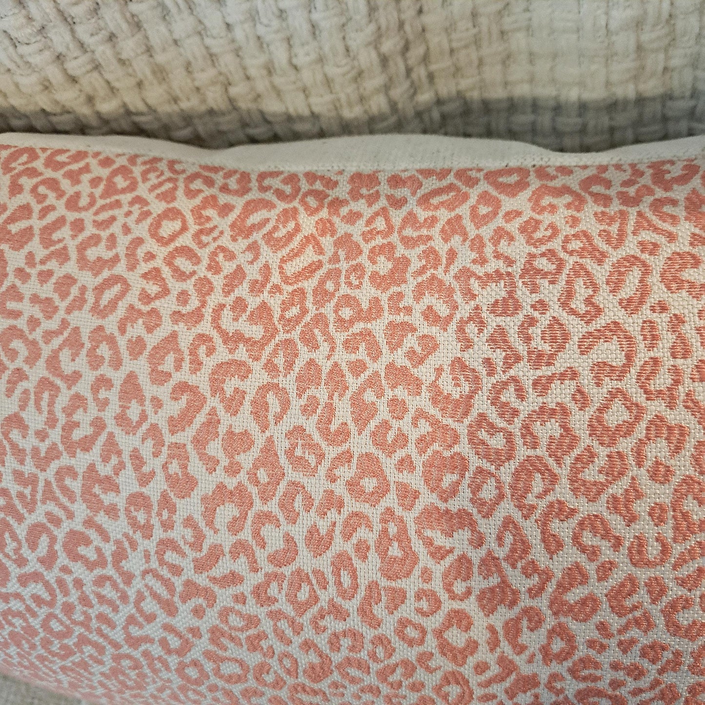 Coral and Cream Leapard Print Pillow