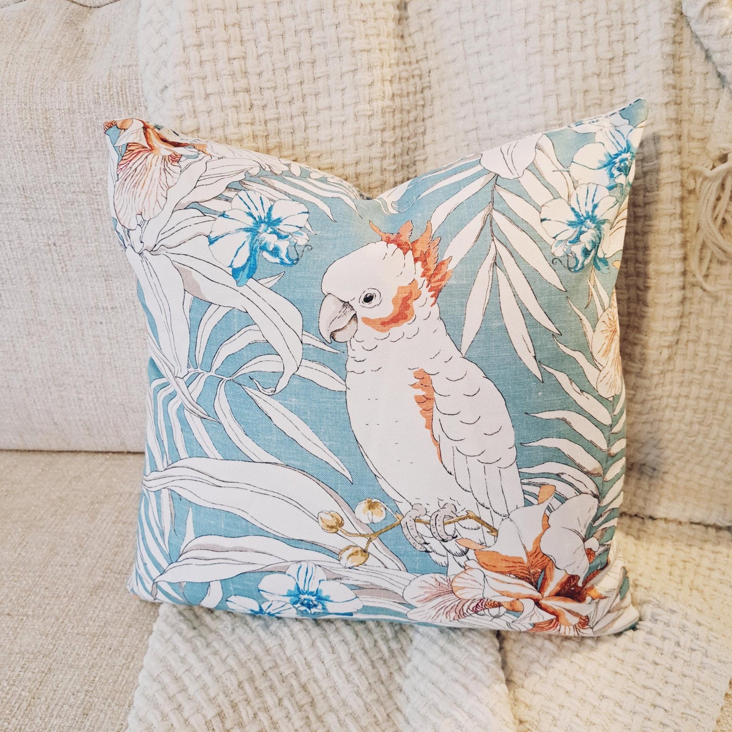 Erre Turquoise Parrot Pillow Cover
