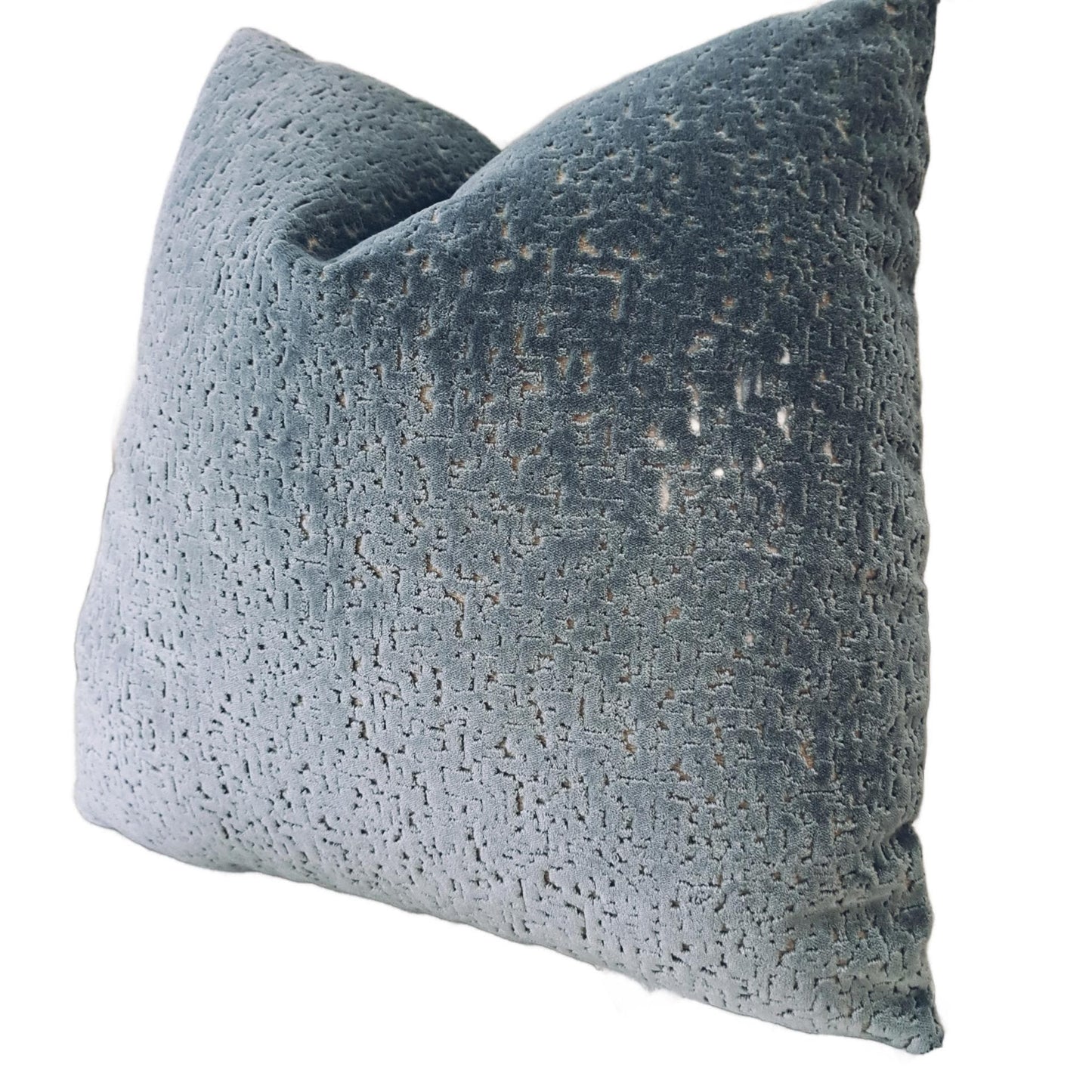 Mineral Blue Cut Velvet Pillow Cover