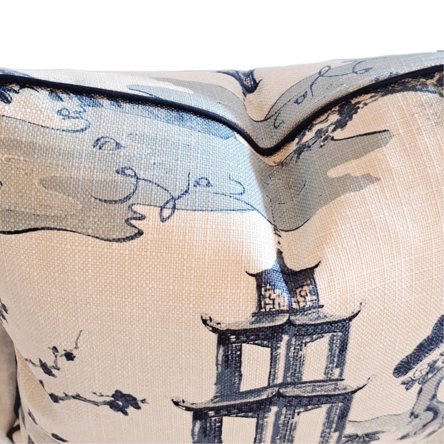 BLUE and white pagoda Chinoiserie print pillow cover