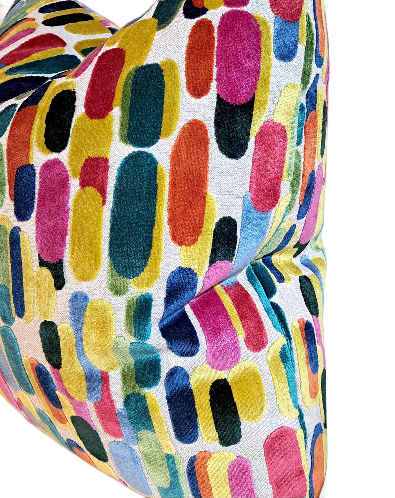 Multi Bright Colors Velvet Pillow Cover