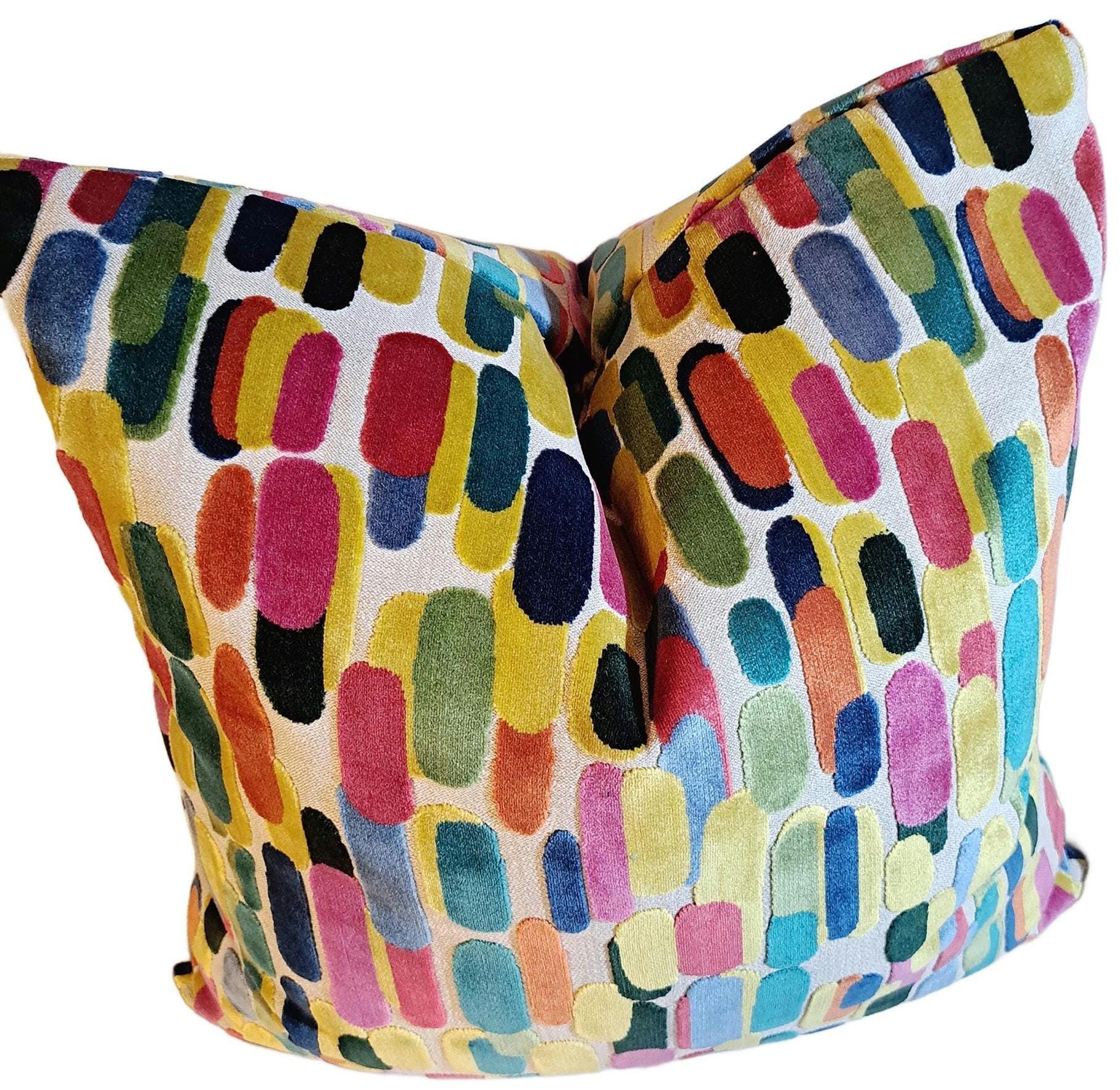 Multi Bright Colors Velvet Pillow Cover