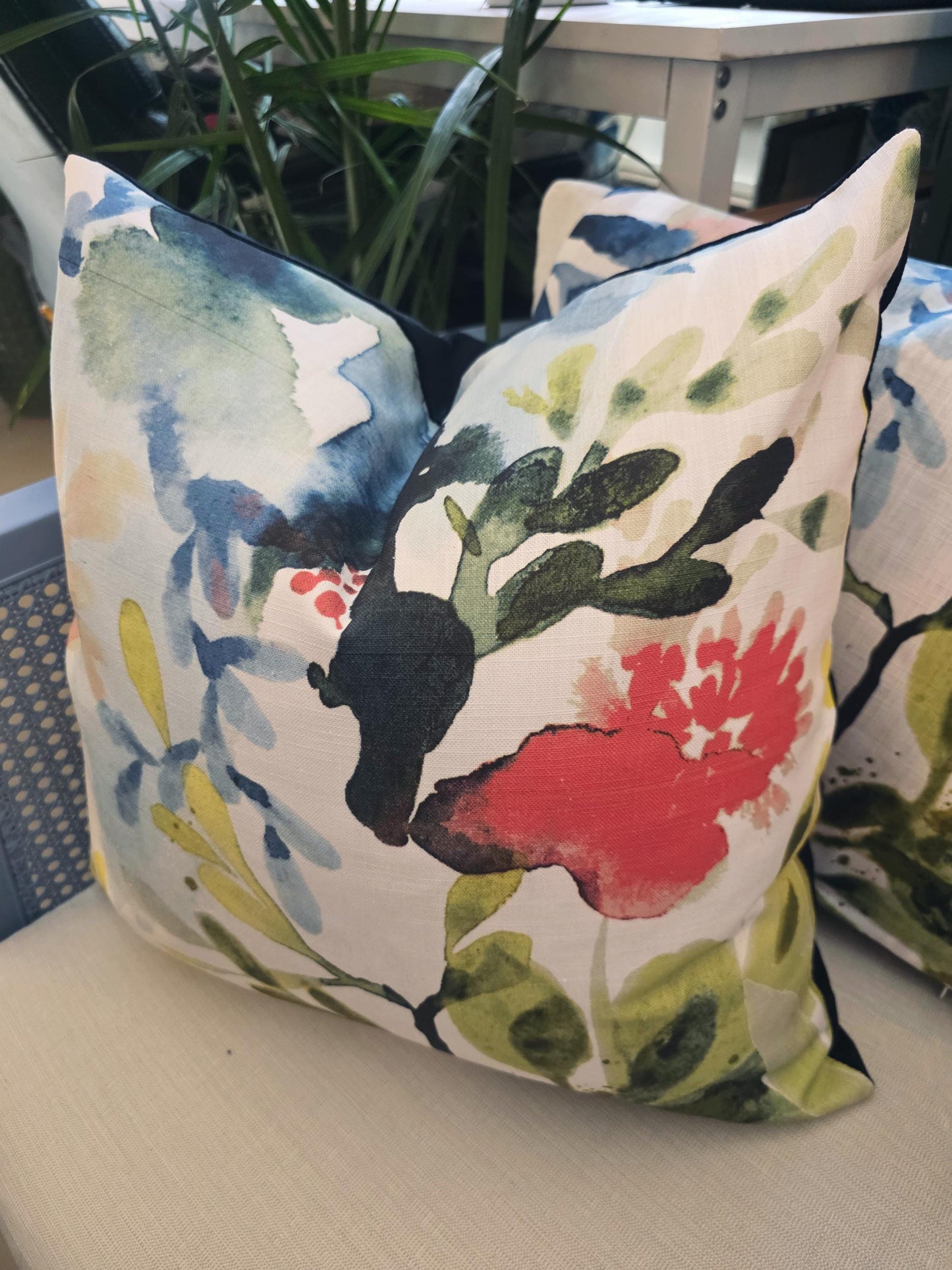 Green Blue Coral Floral Pillow Cover