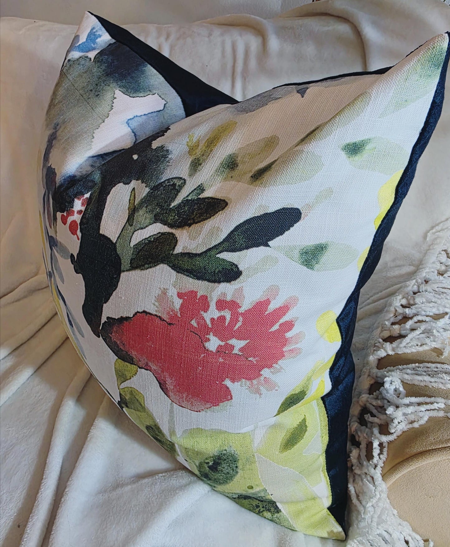 Green Blue Coral Floral Pillow Cover
