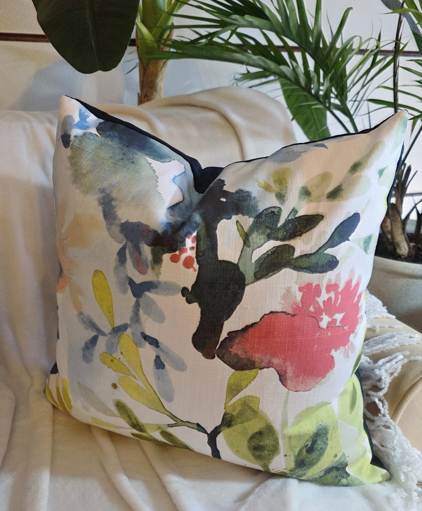 Green Blue Coral Floral Pillow Cover