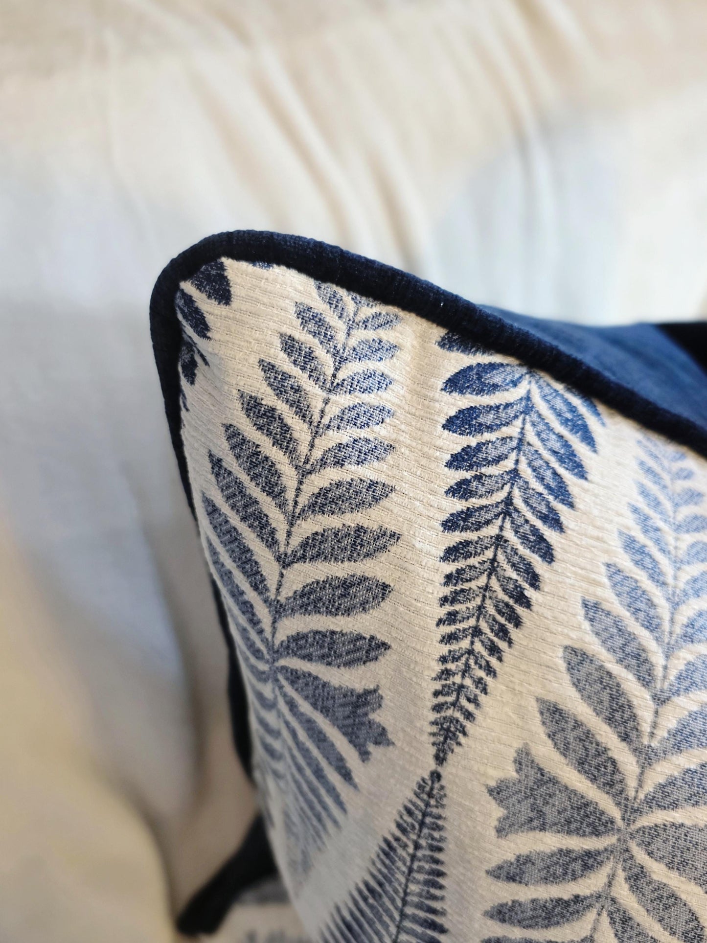 Floral Stripe Classic Navy Pillow Cover