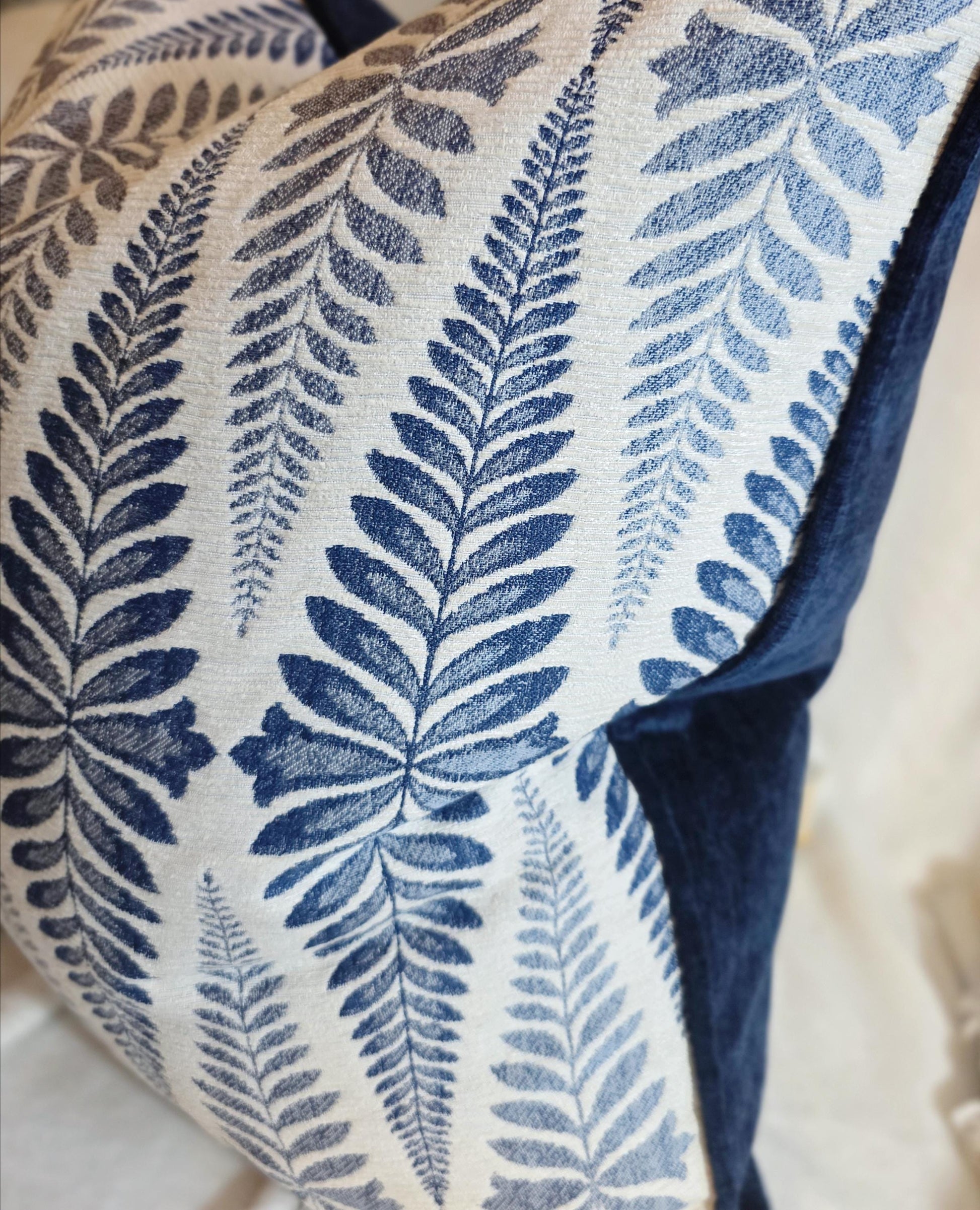 Floral Stripe Classic Navy Pillow Cover