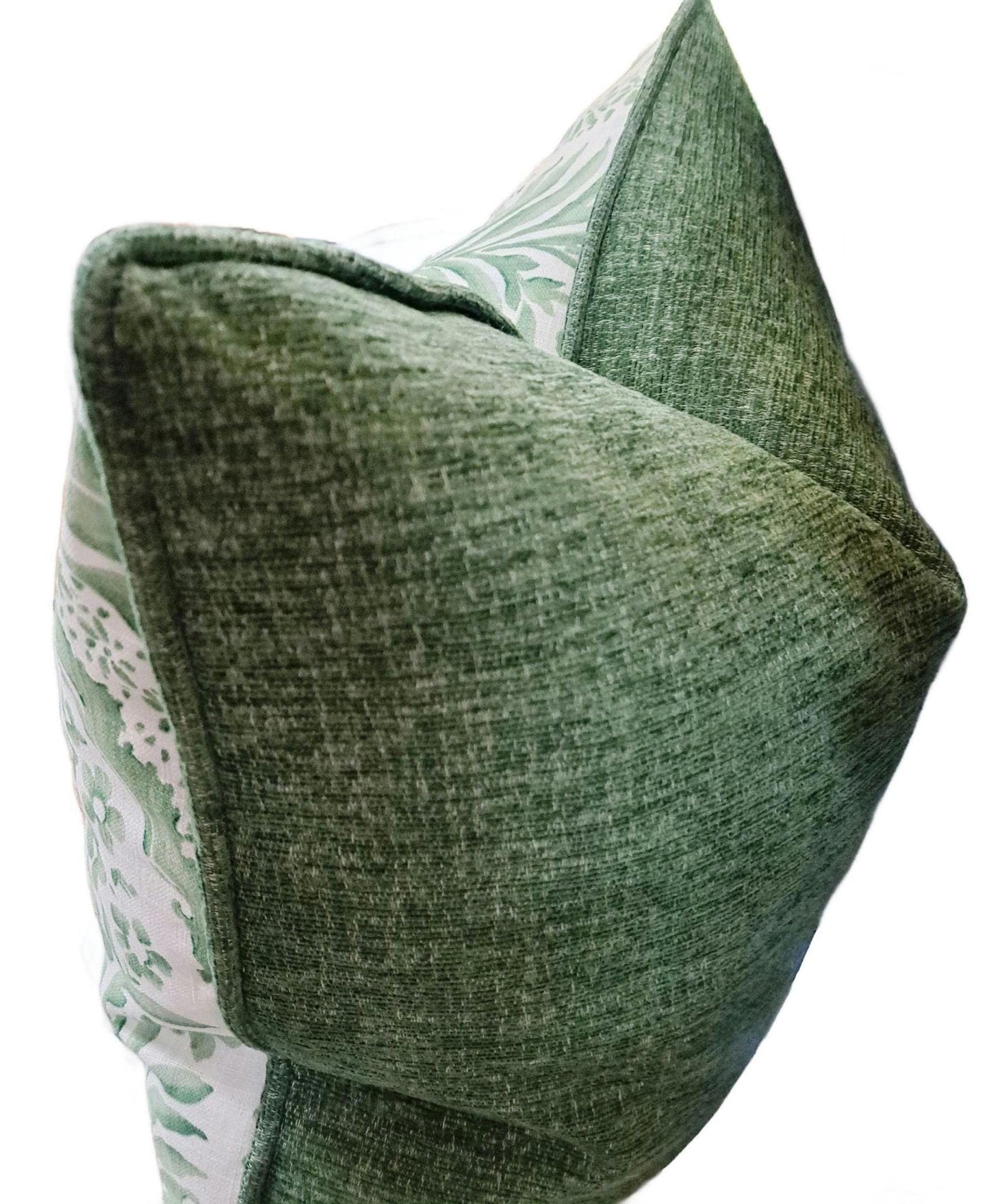 Ivy Green and White Flowers Pillow Cover