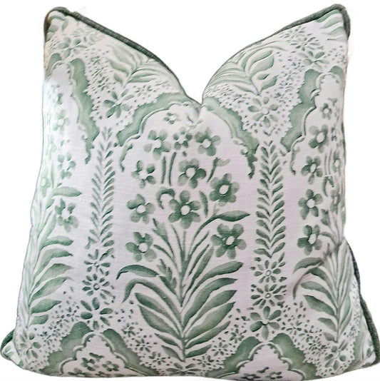 Ivy Green and White Flowers Pillow Cover