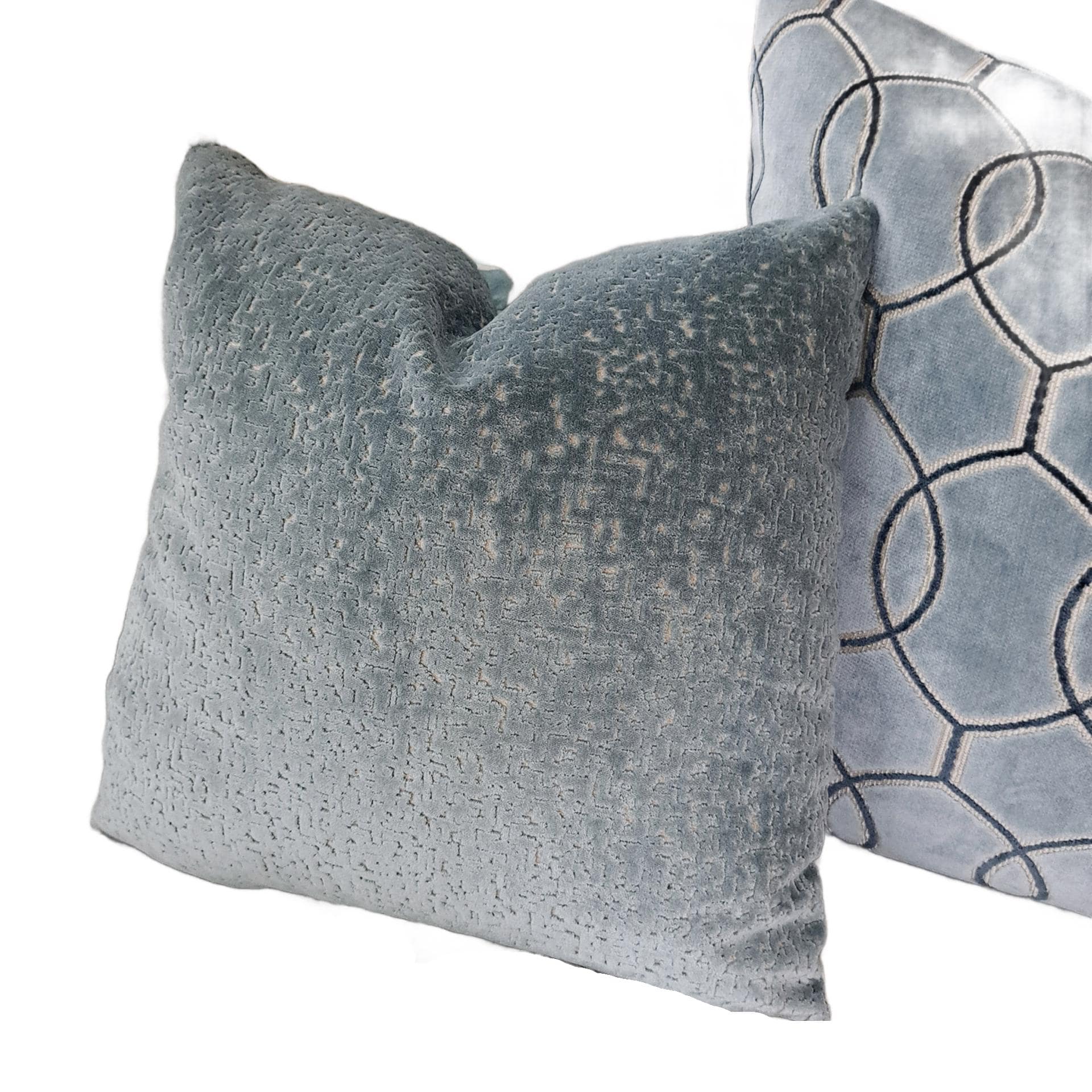 Mineral Blue Cut Velvet Pillow Cover