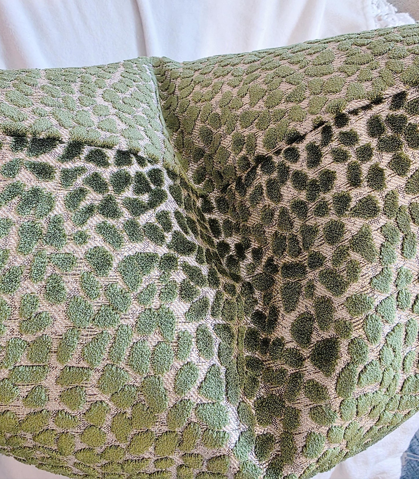 Palm Green Cut Velvet Dot Jelly Beanz Pillow Cover