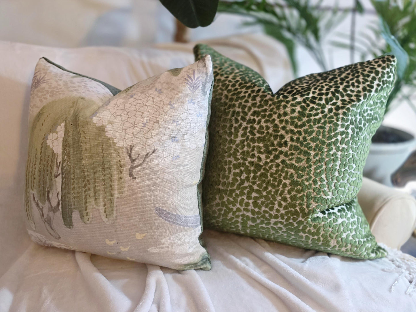 Palm Green Cut Velvet Dot Jelly Beanz Pillow Cover