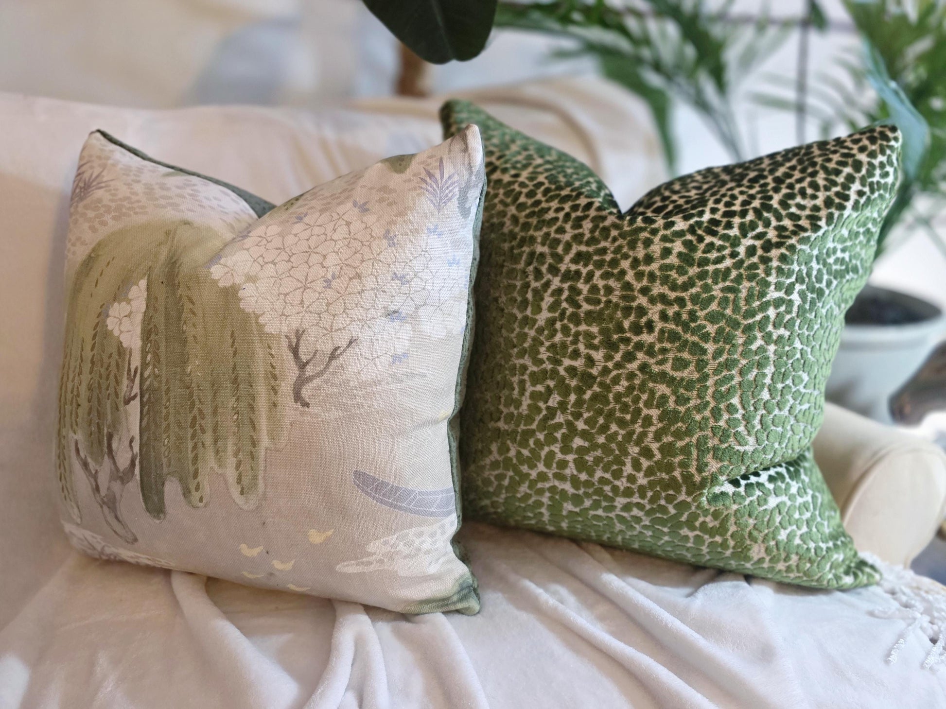 Palm Green Cut Velvet Dot Jelly Beanz Pillow Cover