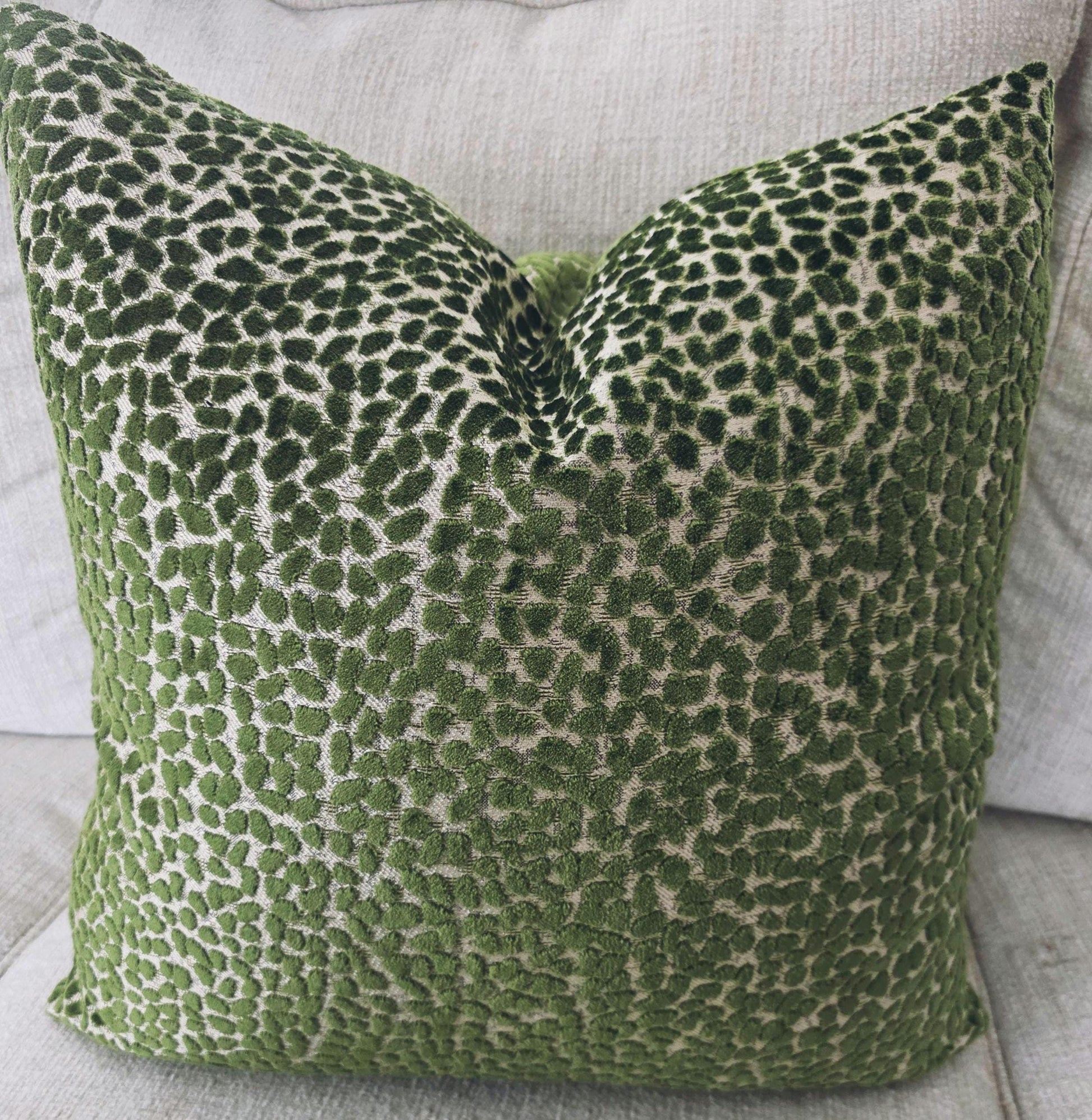 Palm Green Cut Velvet Dot Jelly Beanz Pillow Cover