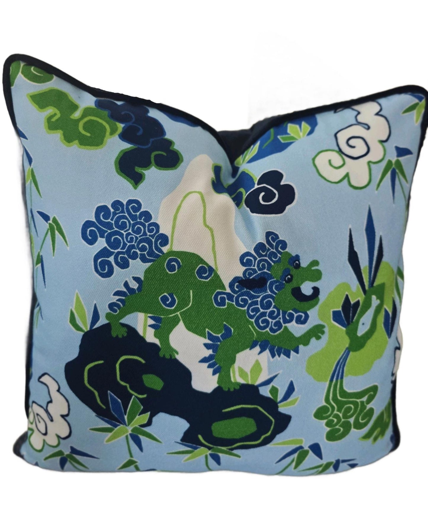 Playful Chinoiserie Lion Pillow Cover