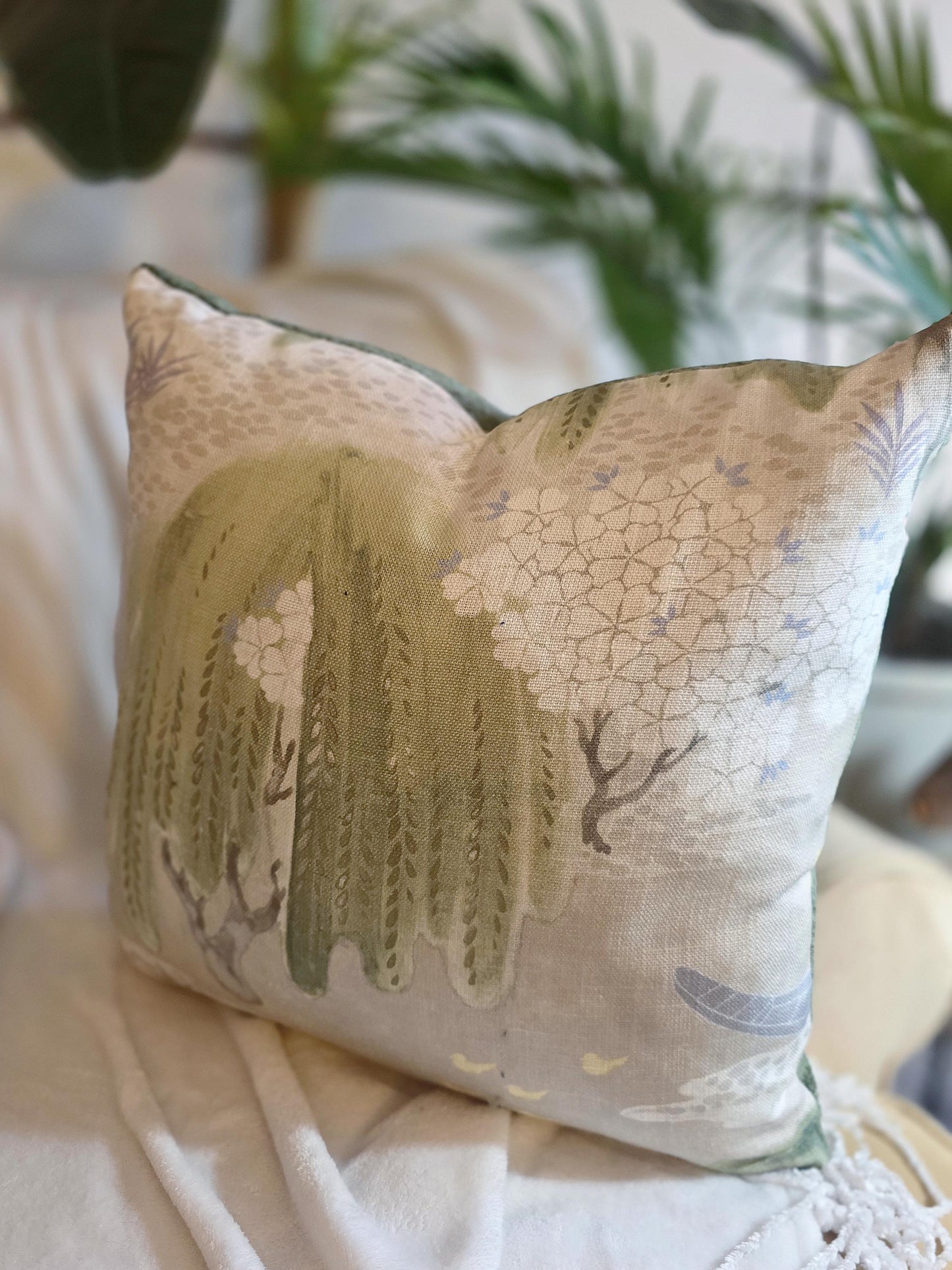 Beige Willow Tree Pillow Cover Thibout