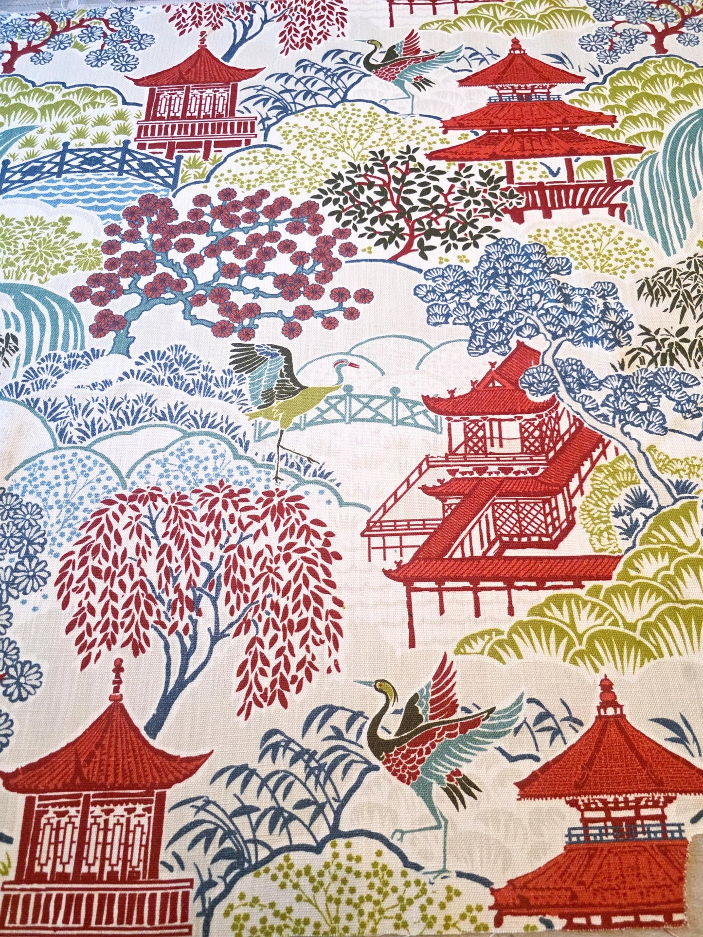 Spice Garden Red Chinoiserie Pillow Cover
