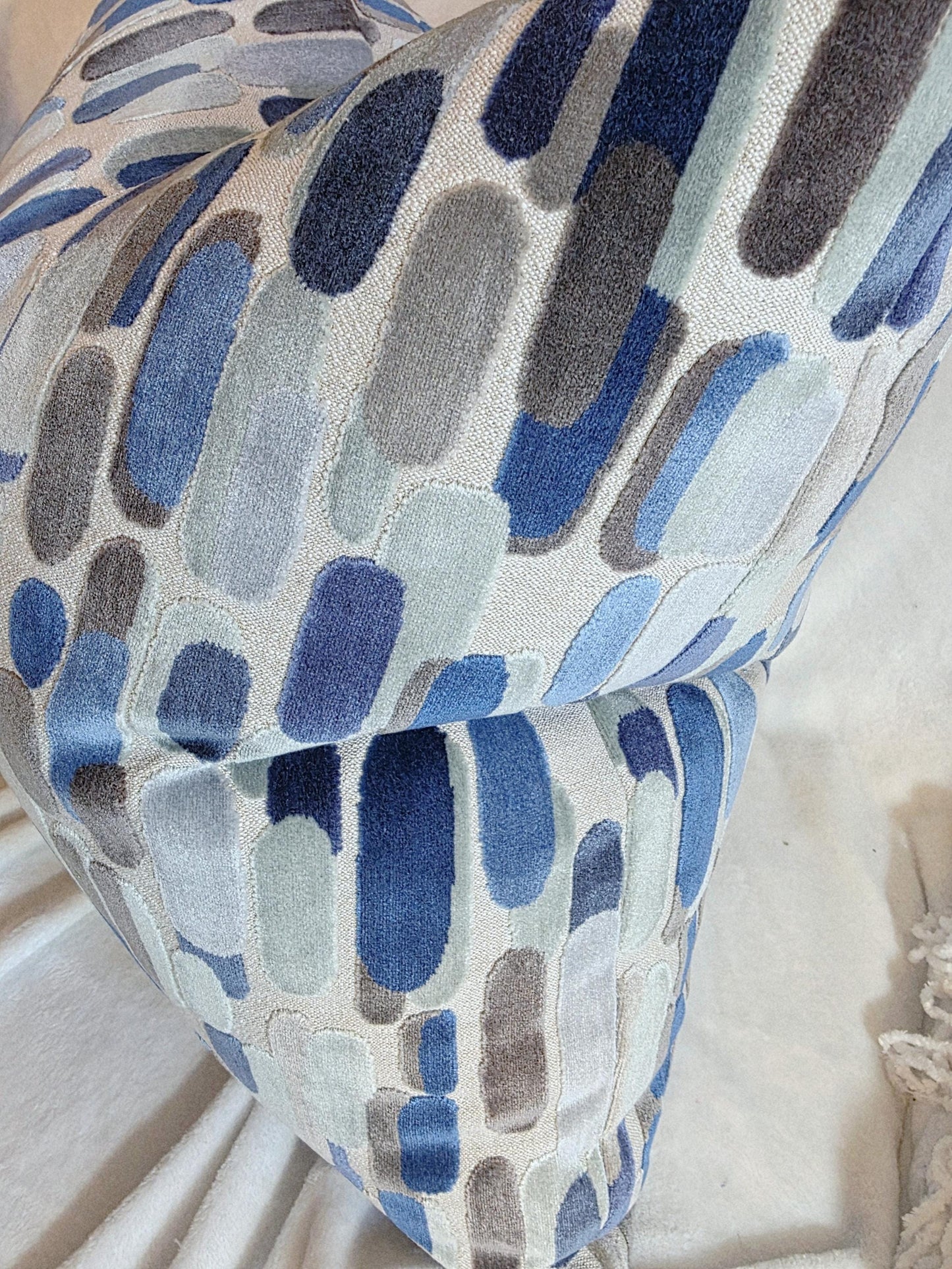 Seaside Blue Velvet Pillow Cover