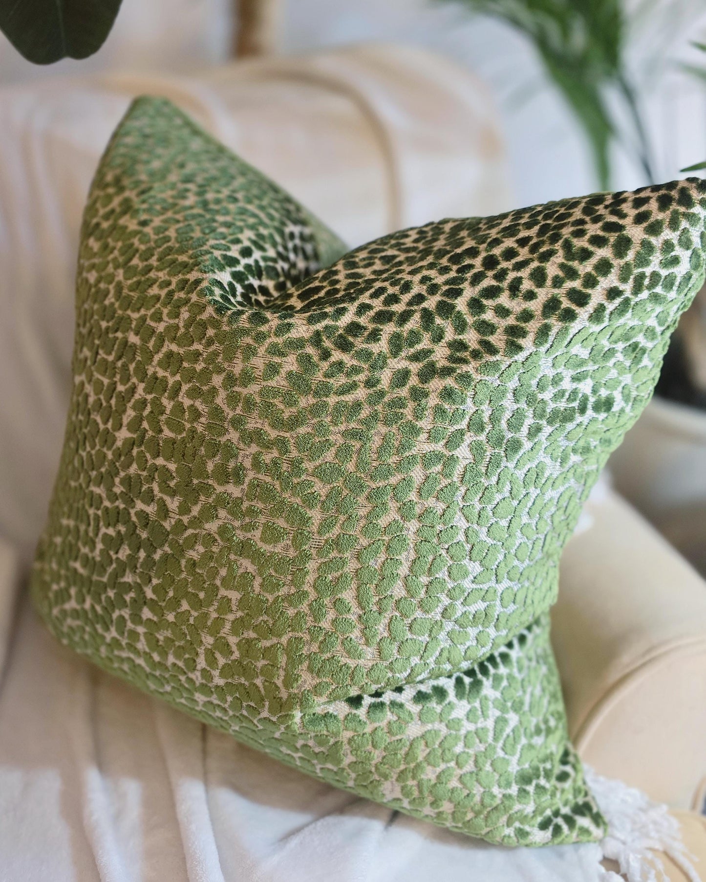 Palm Green Cut Velvet Dot Jelly Beanz Pillow Cover