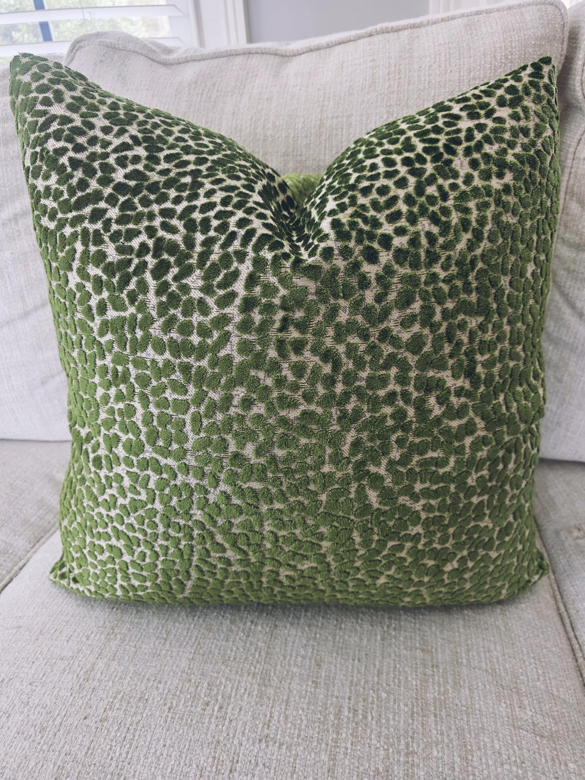 Palm Green Cut Velvet Dot Jelly Beanz Pillow Cover