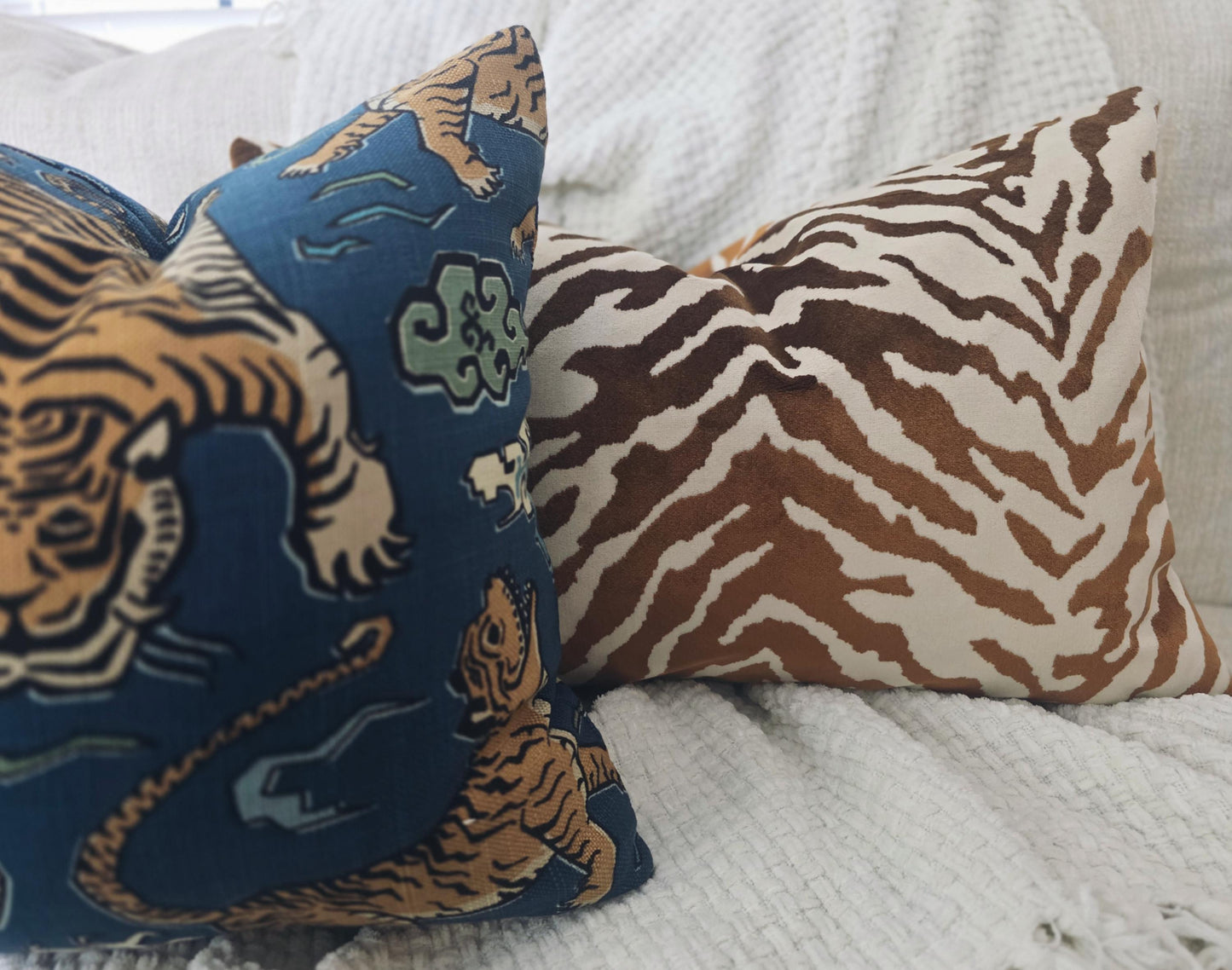 Cognac Tiger Print Velvet Pillow Cover