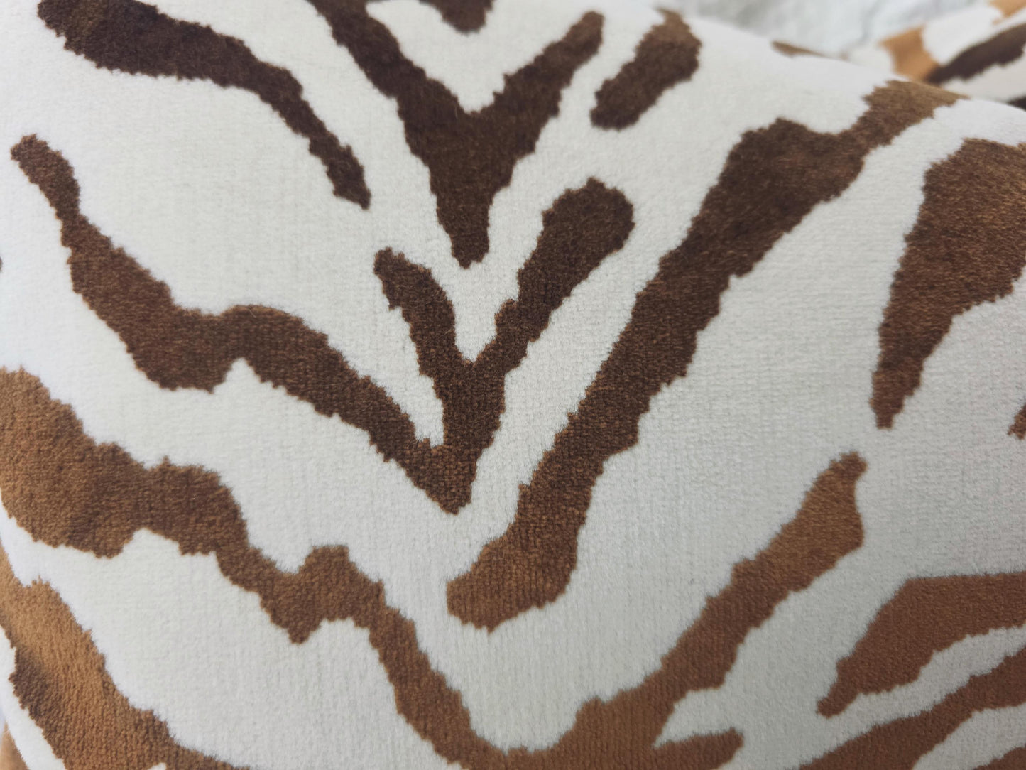 Cognac Tiger Print Velvet Pillow Cover