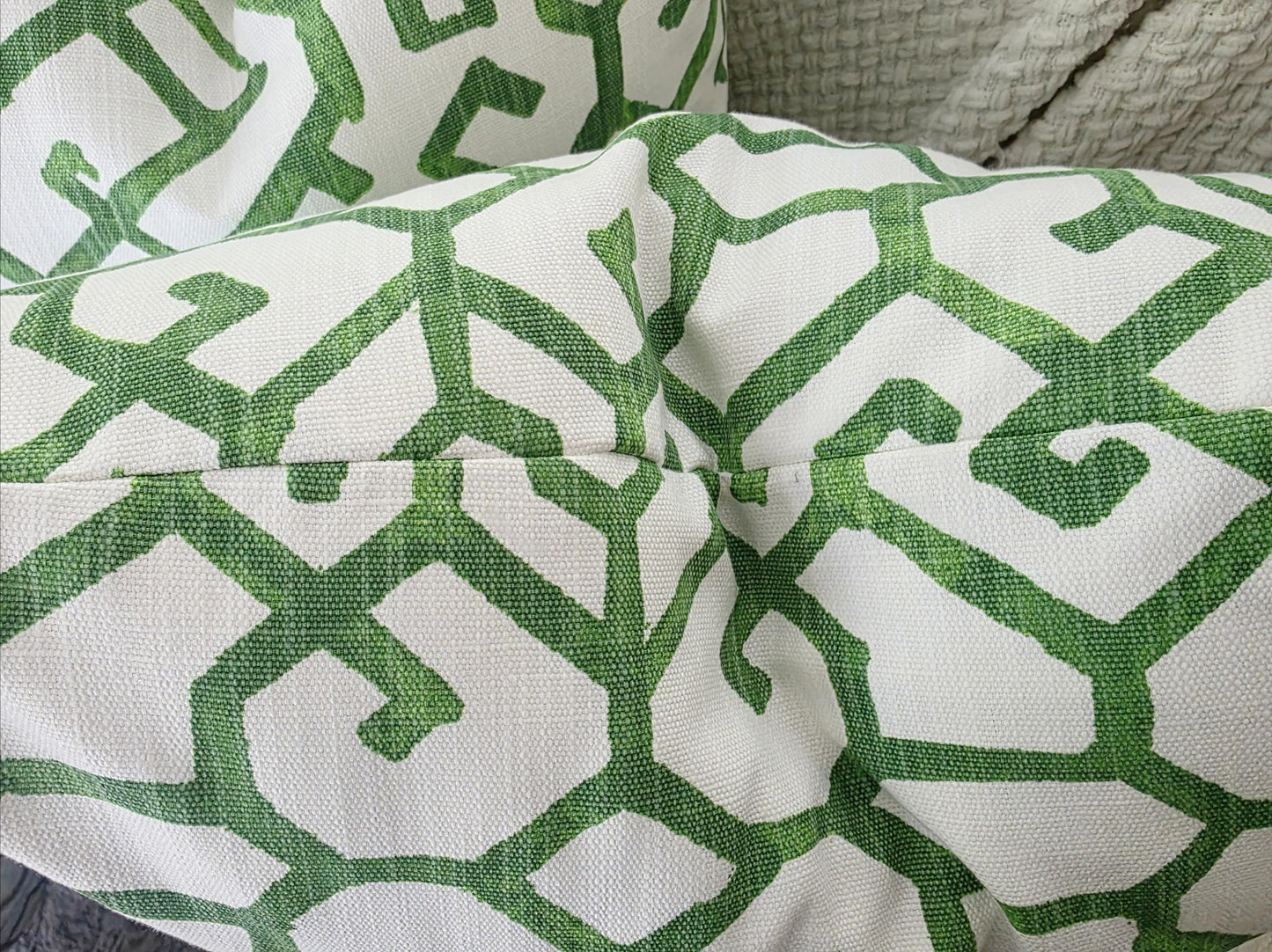 Courtyard Green Geometric Trellis Pattern Pillow Cover