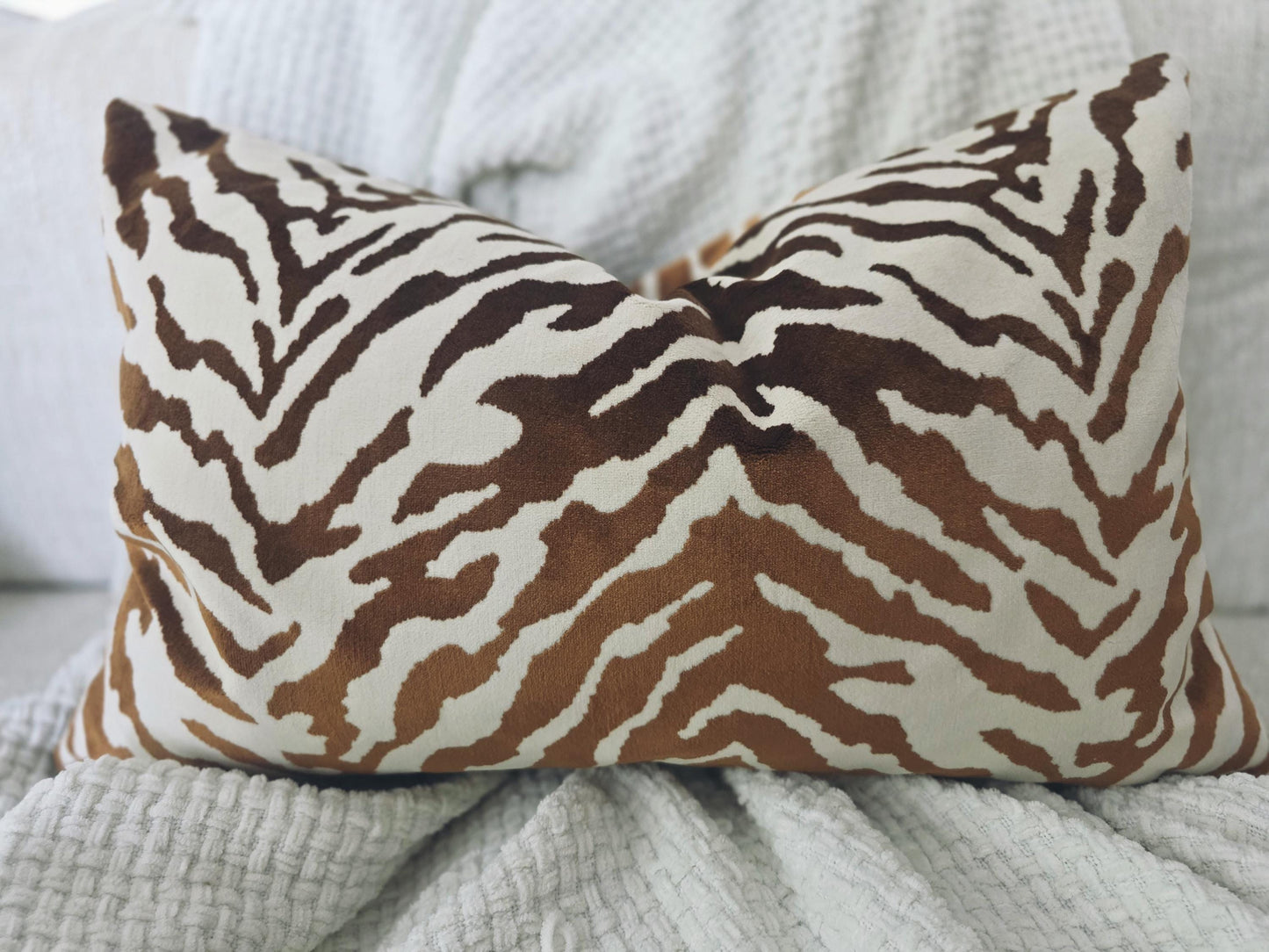 Cognac Tiger Print Velvet Pillow Cover