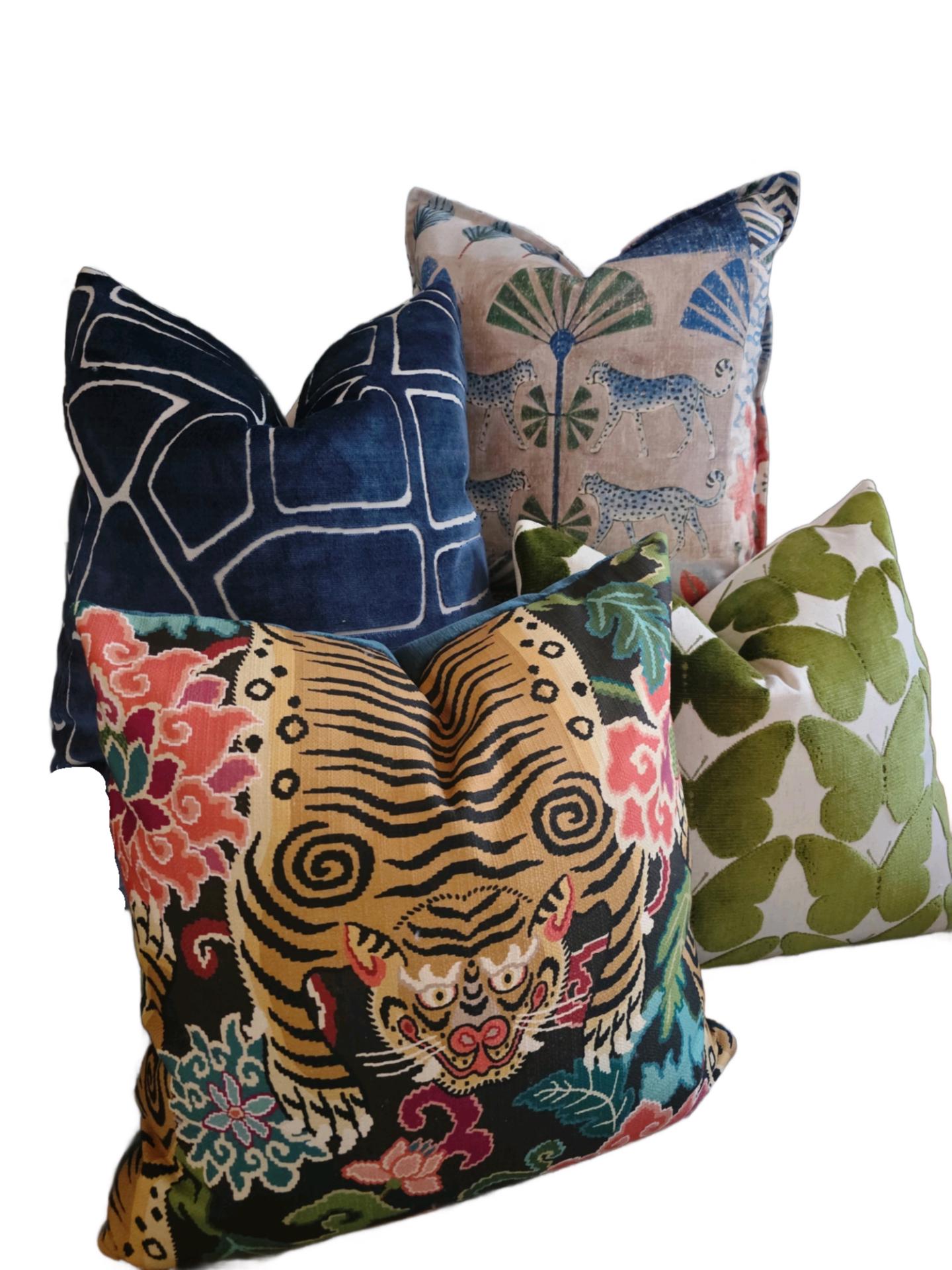 Mural Velvet Oceana Blue Pillow Cover