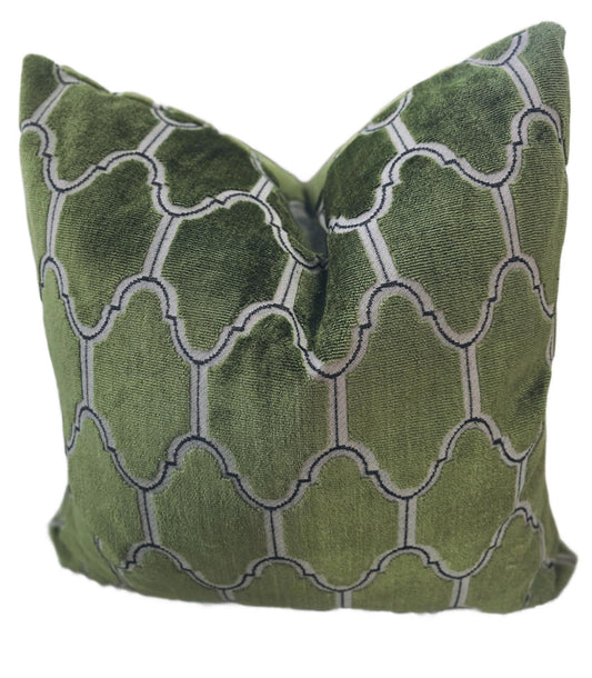Olive Green Cut Velvet Pillow Cover