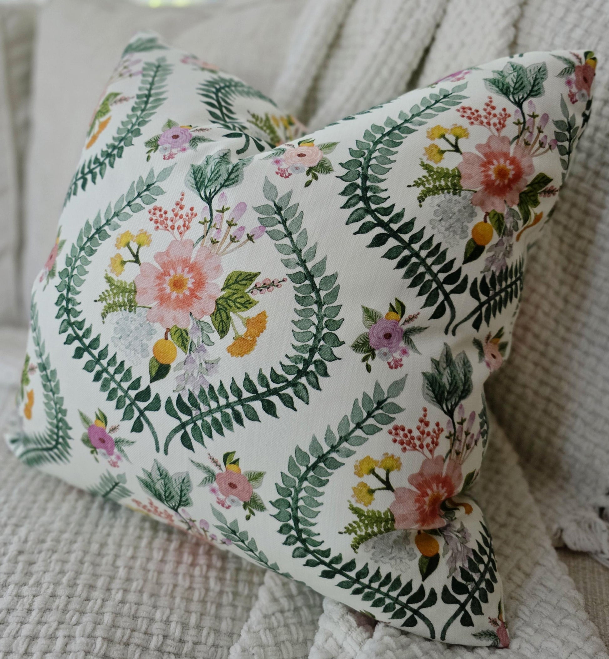 Garden Party Floral Print Pillow Cover