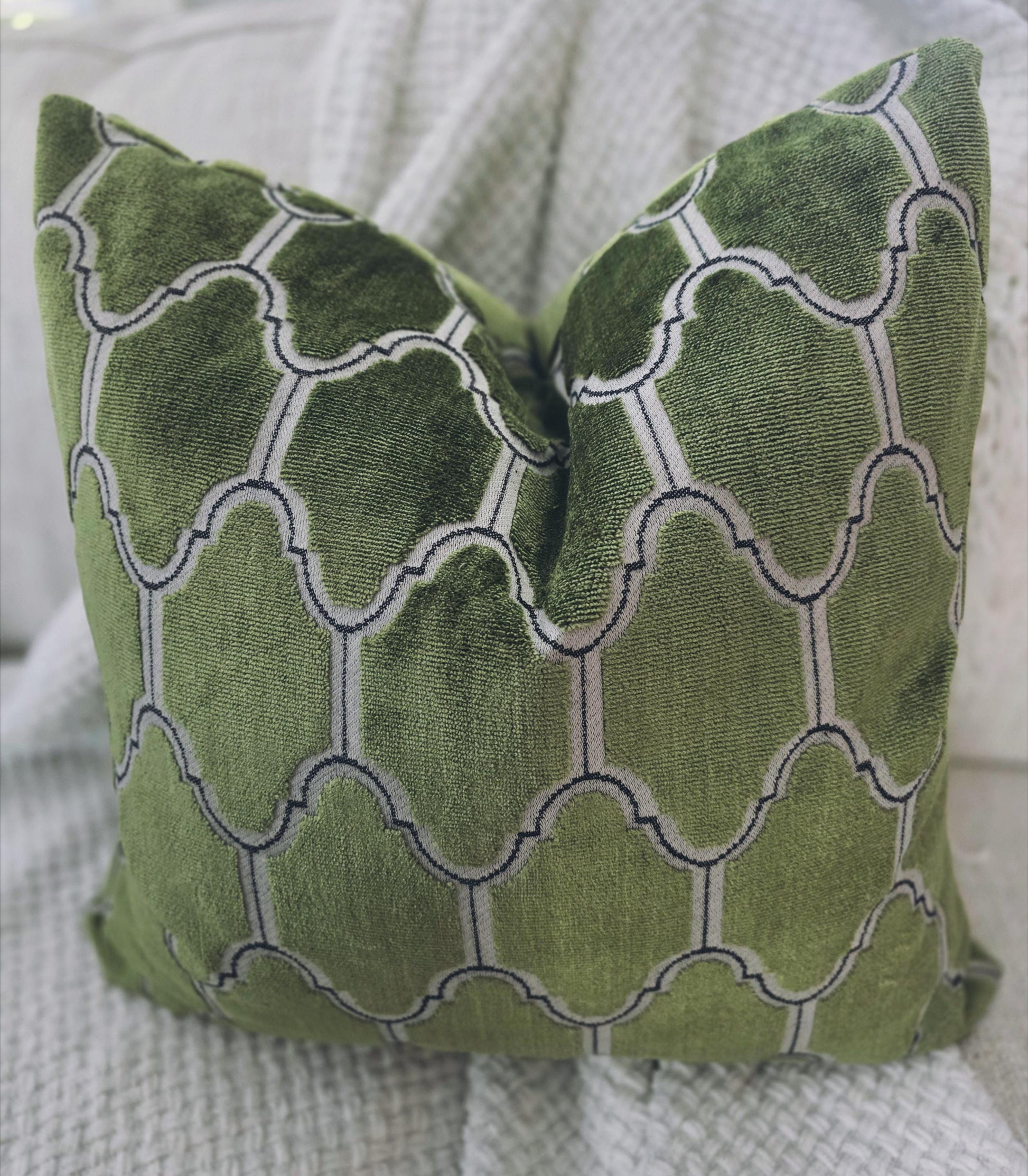 Olive Green Cut Velvet Pillow Cover