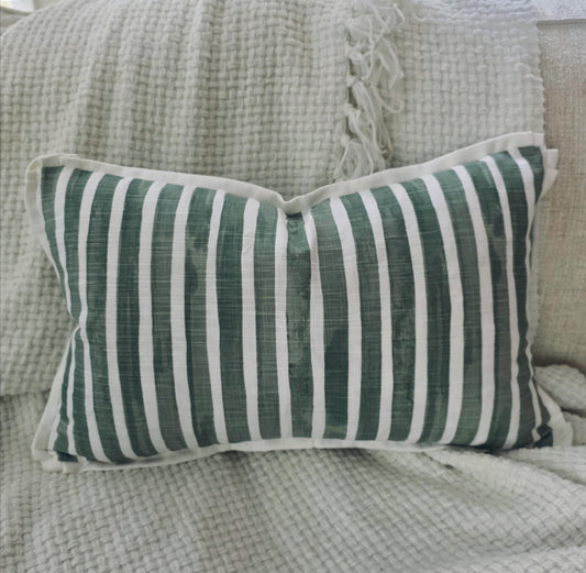 Green and White Stripe Pillow Cover