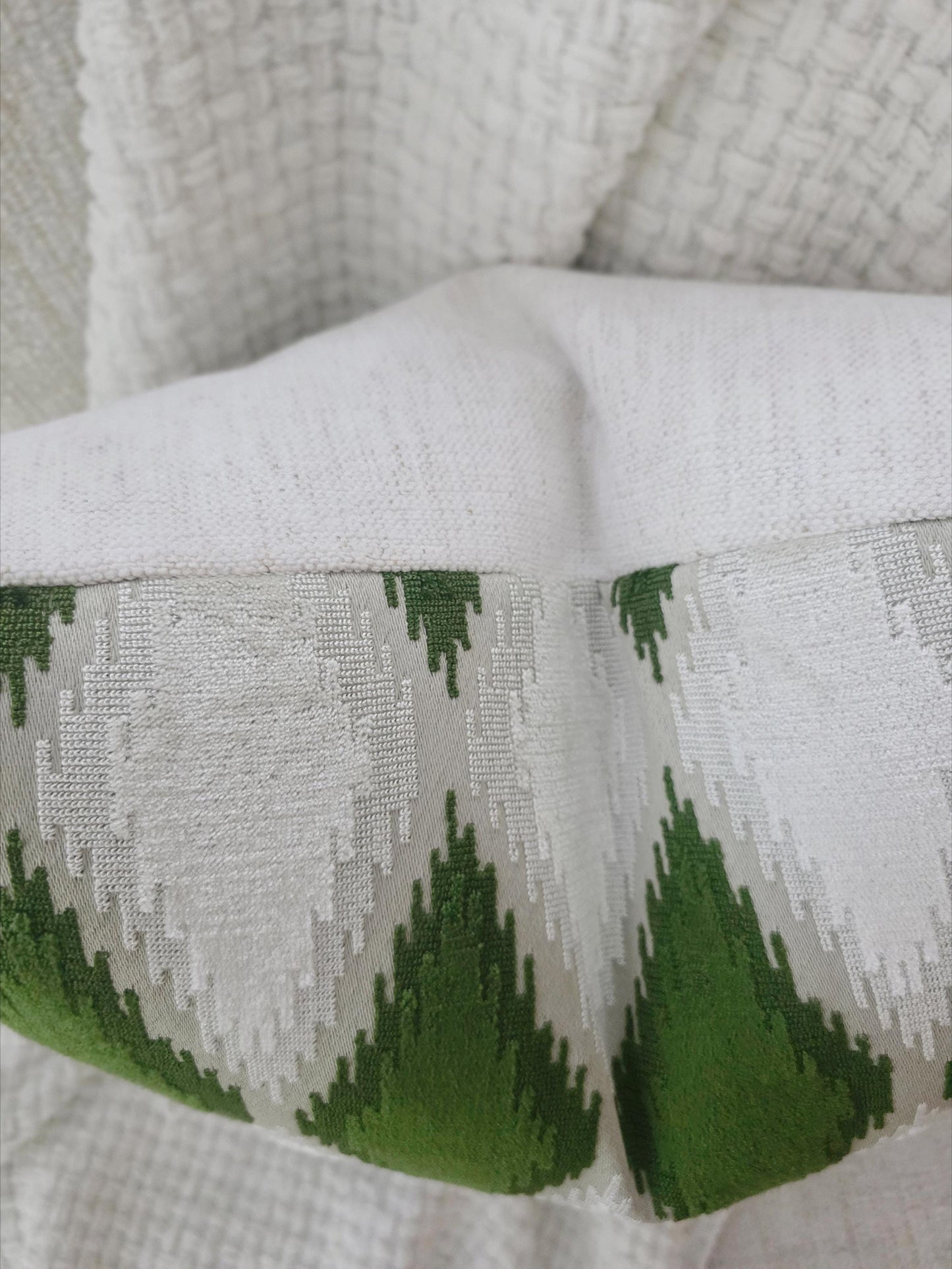 Jade and Cream Diamond Velvet Pillow Cover