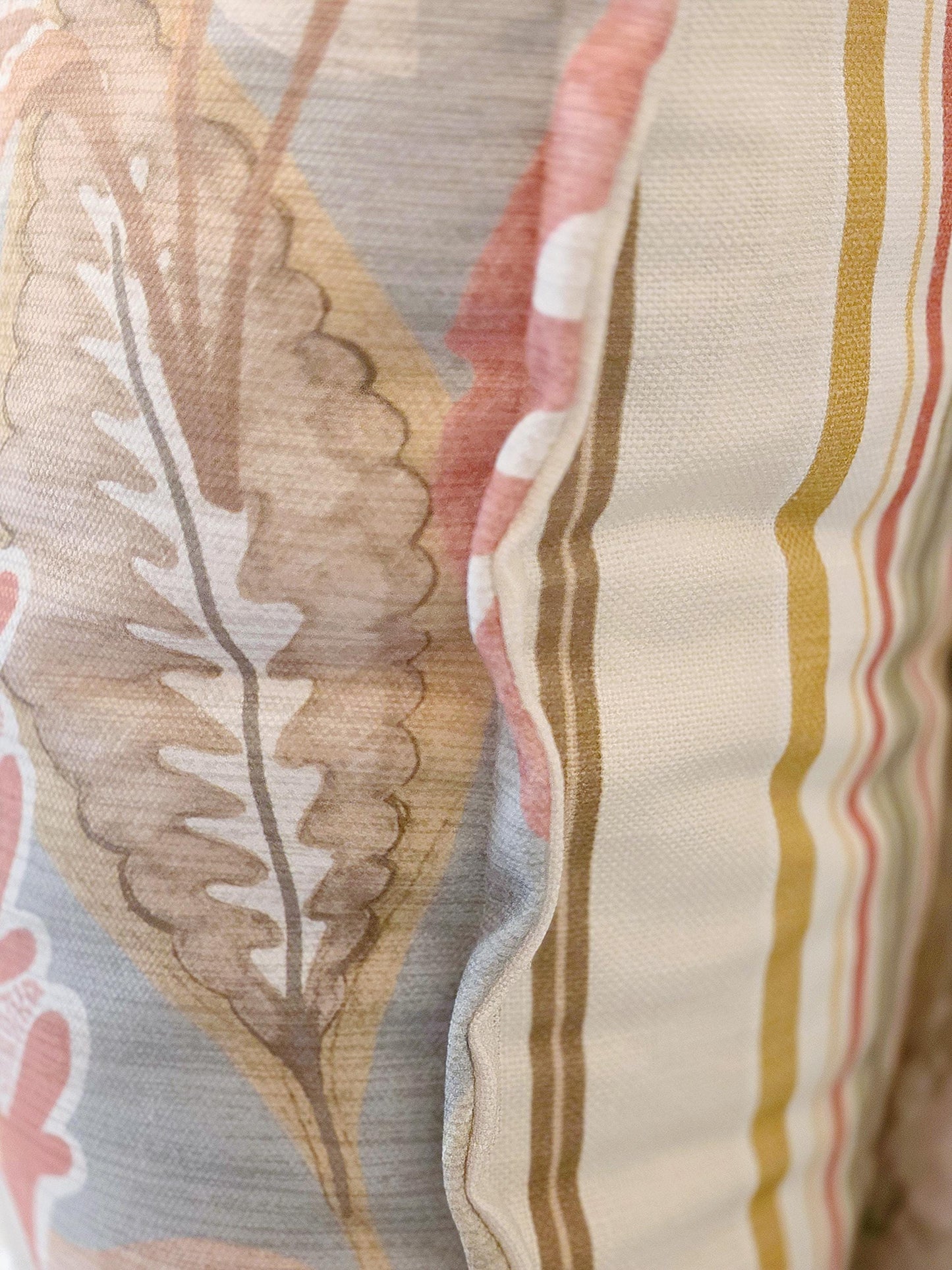 Coral Seafoam Tropical Floral and Stripe Pillow Cover