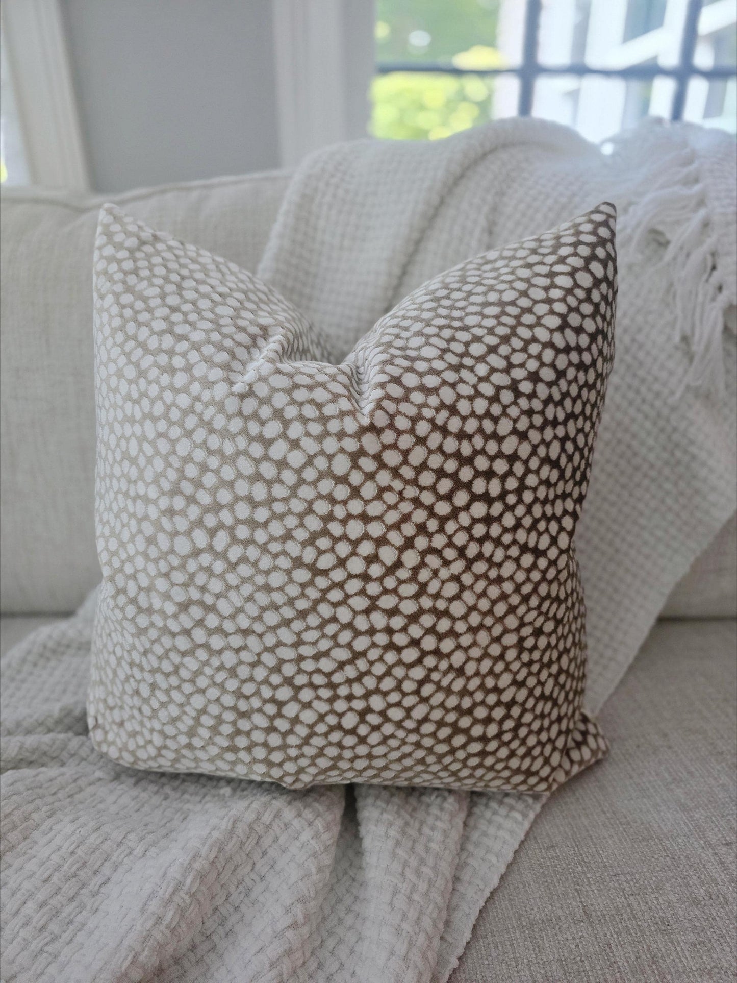 Cream Animal Print Dot Pillow Cover
