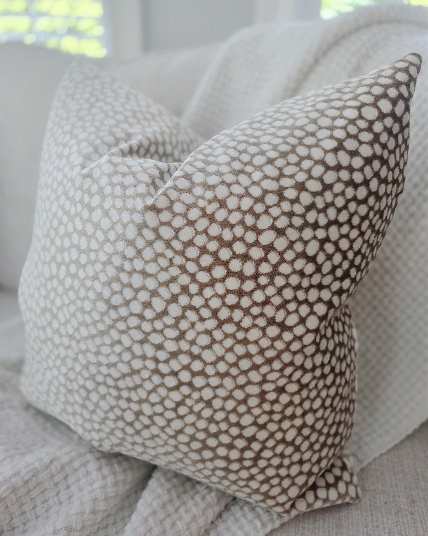 Cream Animal Print Dot Pillow Cover