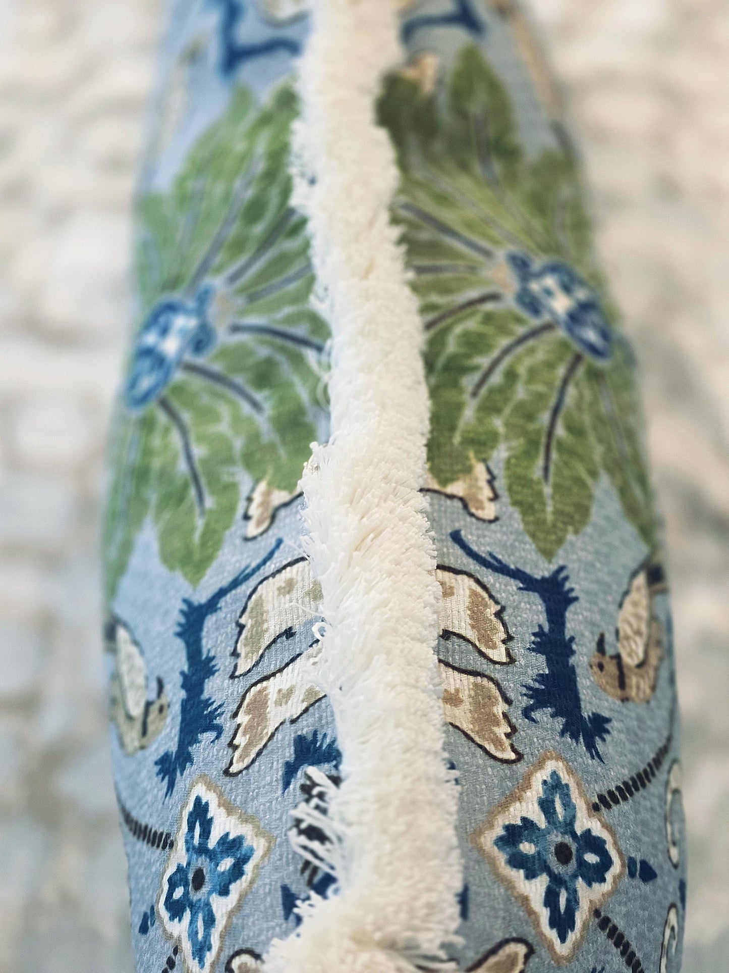 Blue Happy Jaguar Chinoiserie Pillow Cover