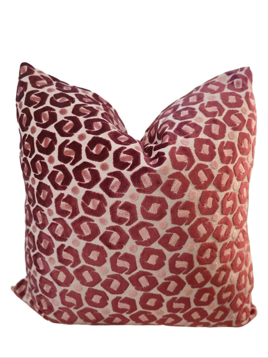 Pink Velvet Geometric Pillow Cover