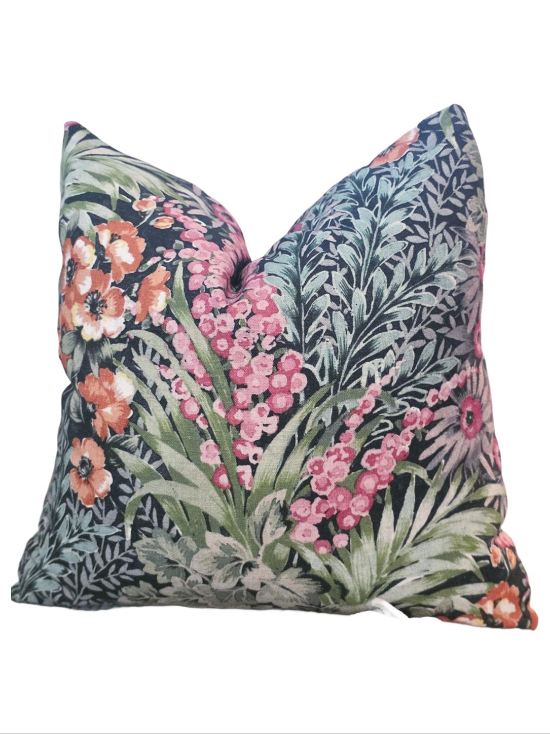 Cosenza Forest Pink and Green Floral Pillow Cover