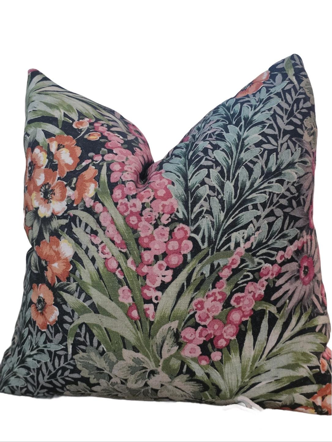 Cosenza Forest Pink and Green Floral Pillow Cover