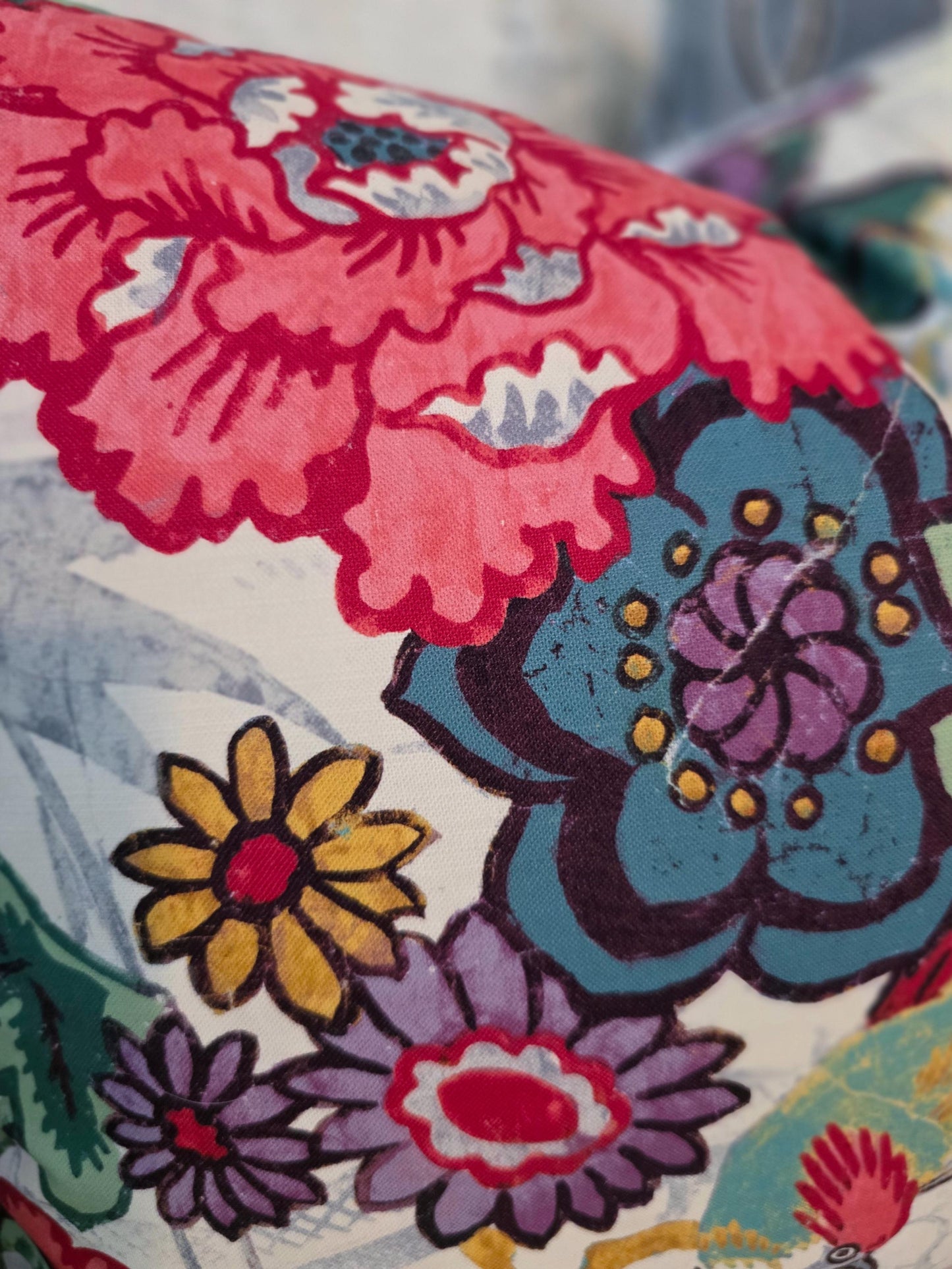 Bright Floral Hibiscus and Bird Pillow Cover