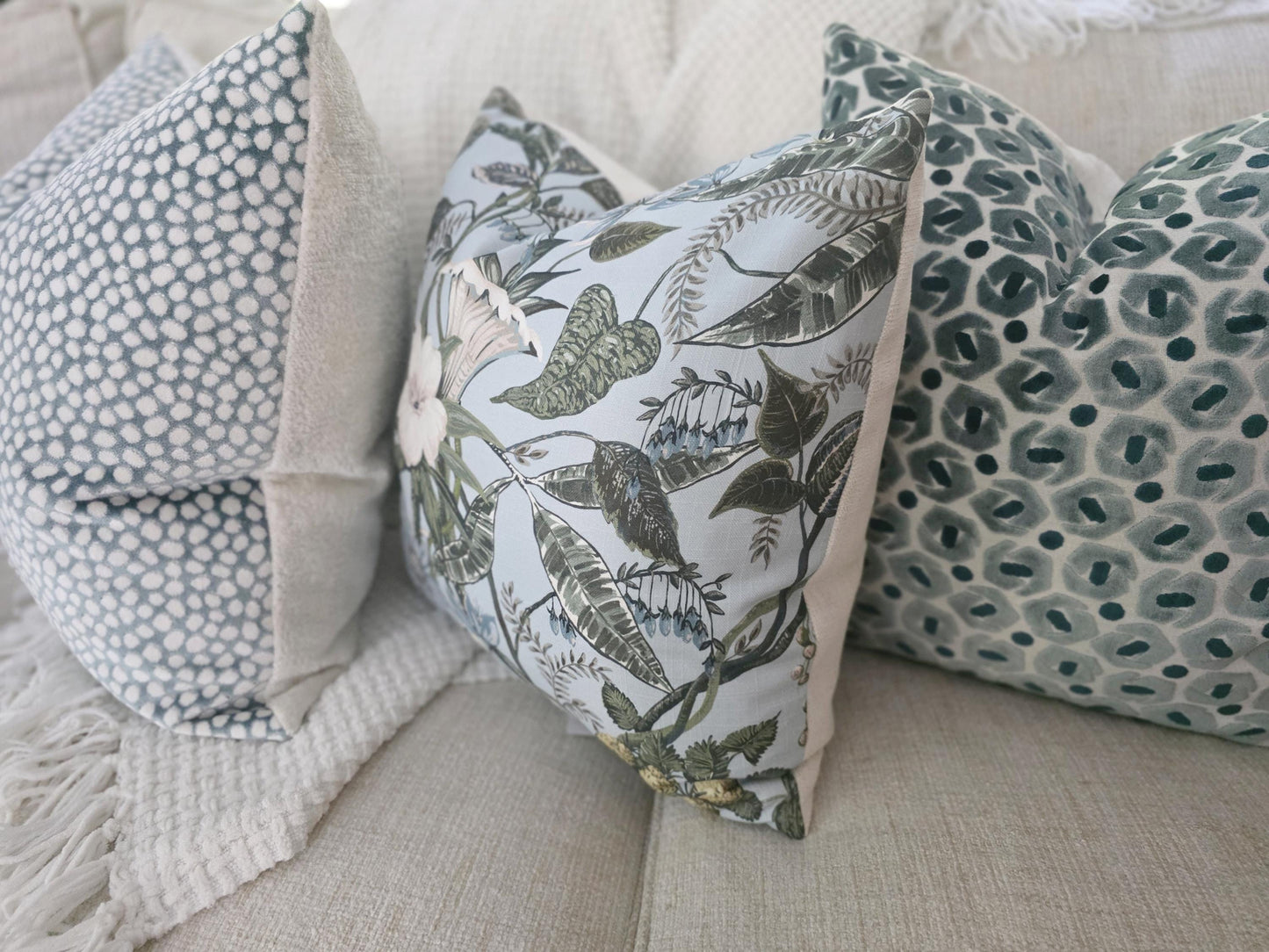 Rosabella Spa and Green Floral Pillow Cover