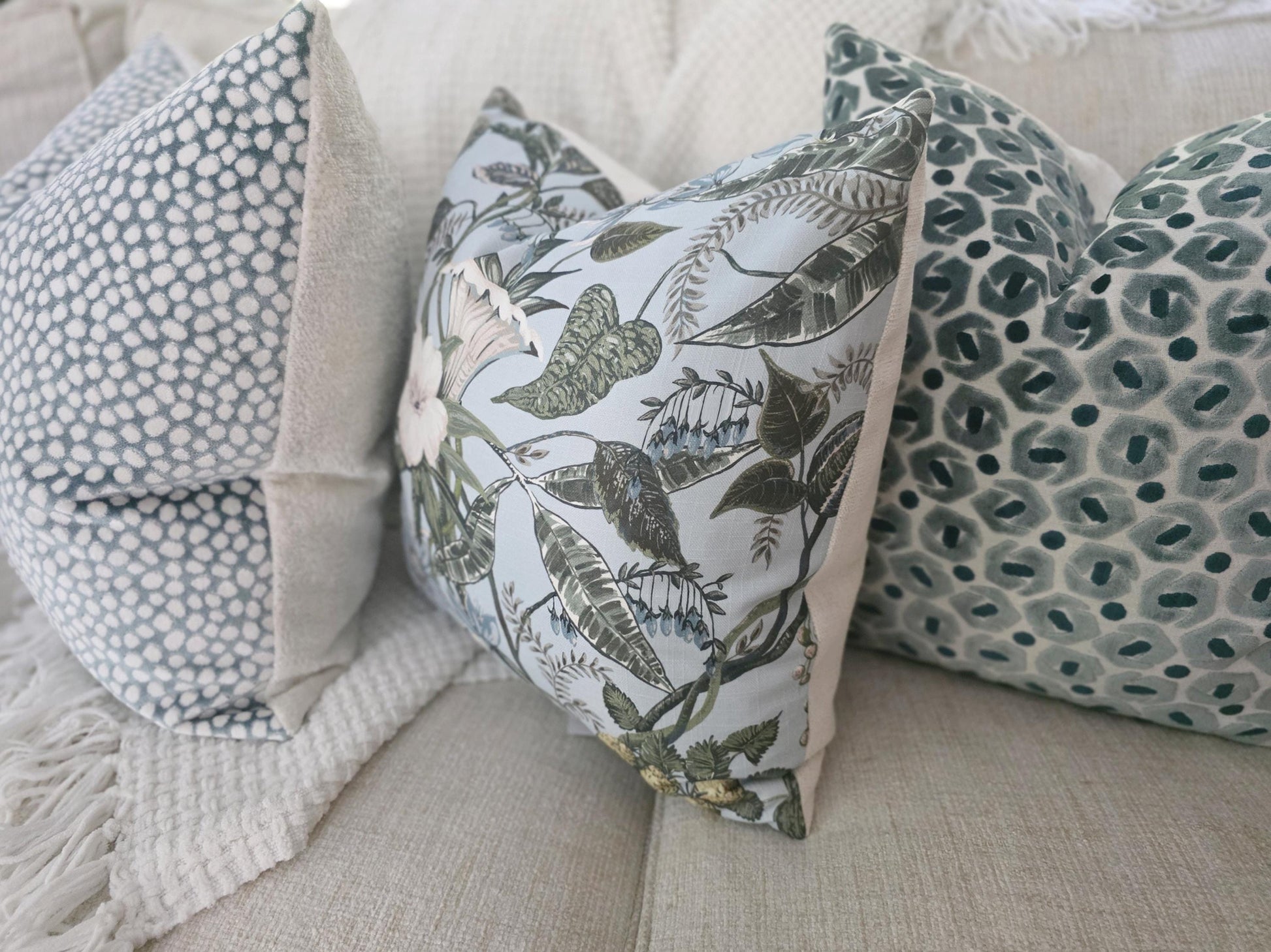 Rosabella Spa and Green Floral Pillow Cover