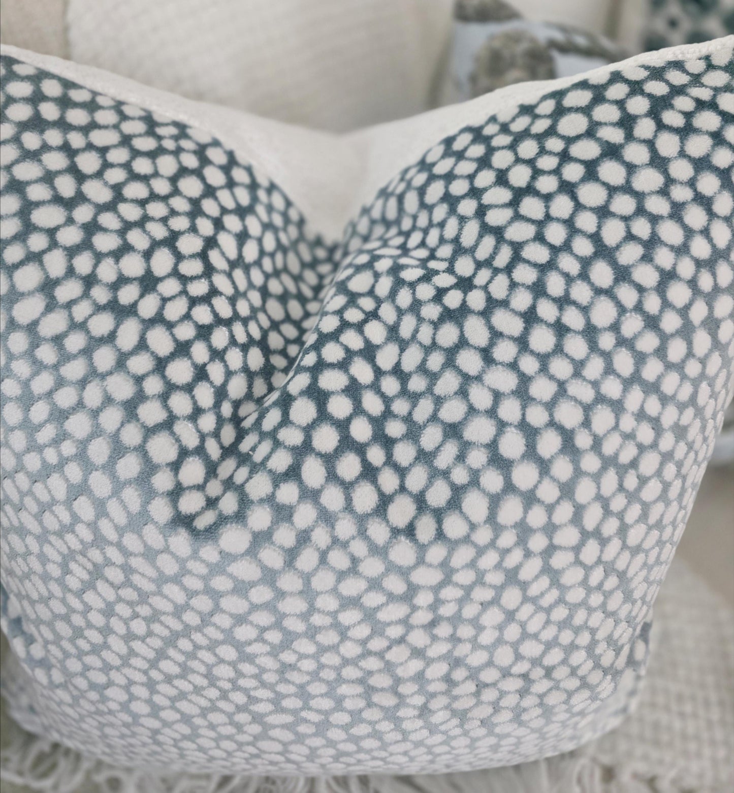 Torrey Sky Blue Animal Print Dot Pillow Cover