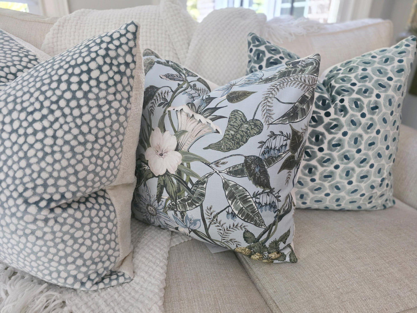 Rosabella Spa and Green Floral Pillow Cover